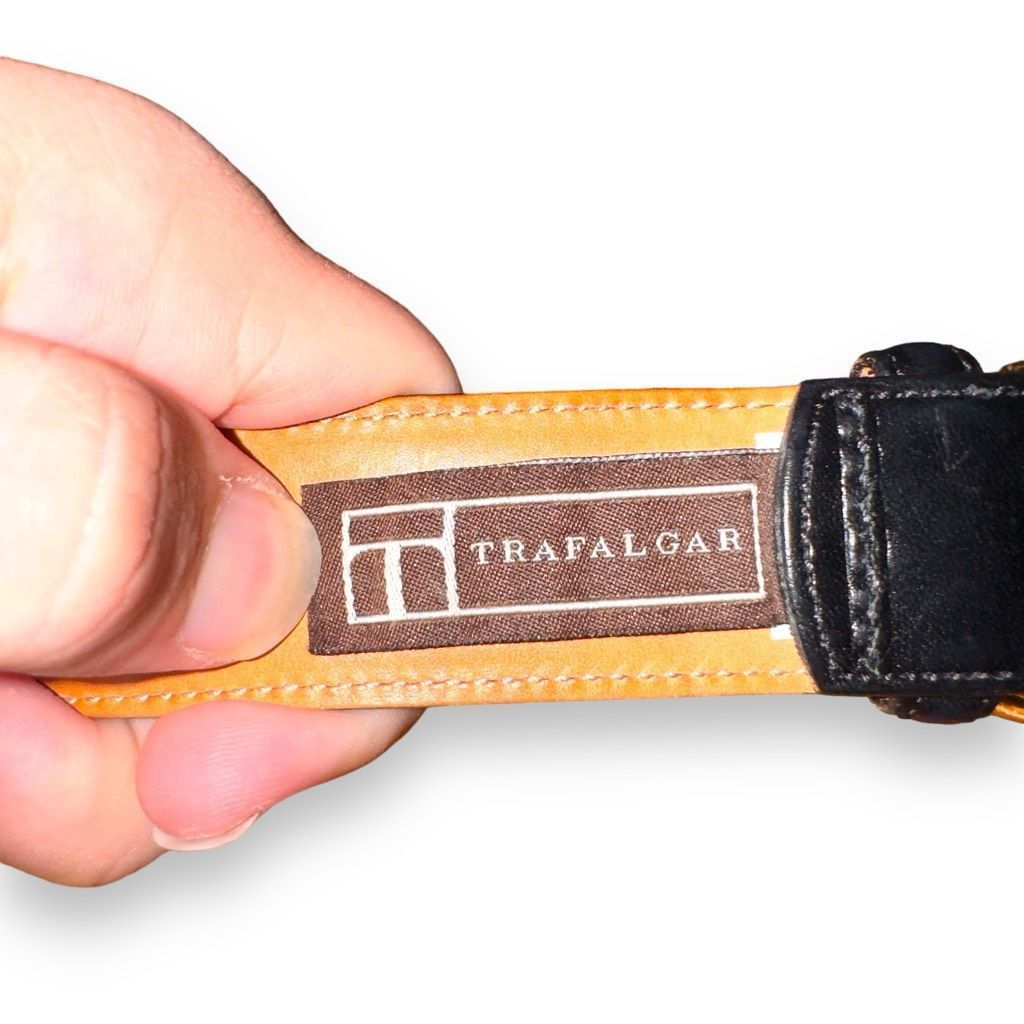 Trafalgar Trafalgar Black Hand Polished Cortina Leather Dress Belt 38 Size 38 - 3 Thumbnail