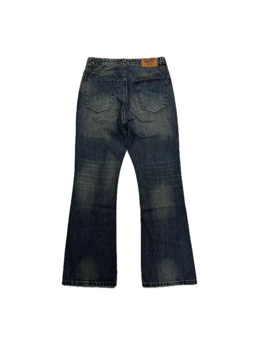 Designer × Vintage Washed and distressed letter print micro flare Y2K jeans Size US 32 / EU 48 - 5 Thumbnail