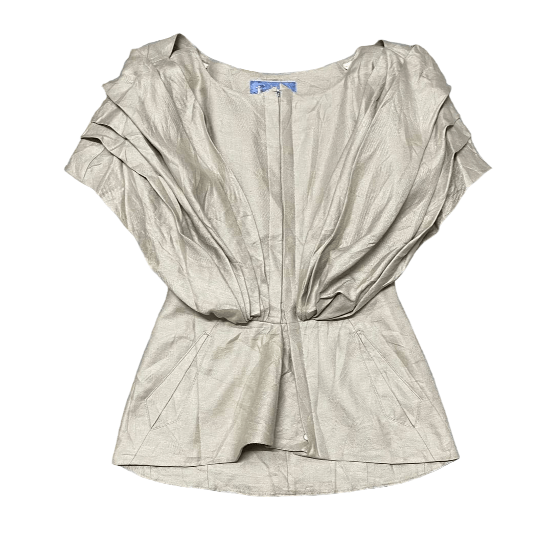 Image of Vintage 90's Thierry Mugler Jacket Short Sleeve Linen 100% in Beige, Women's (Size Small)