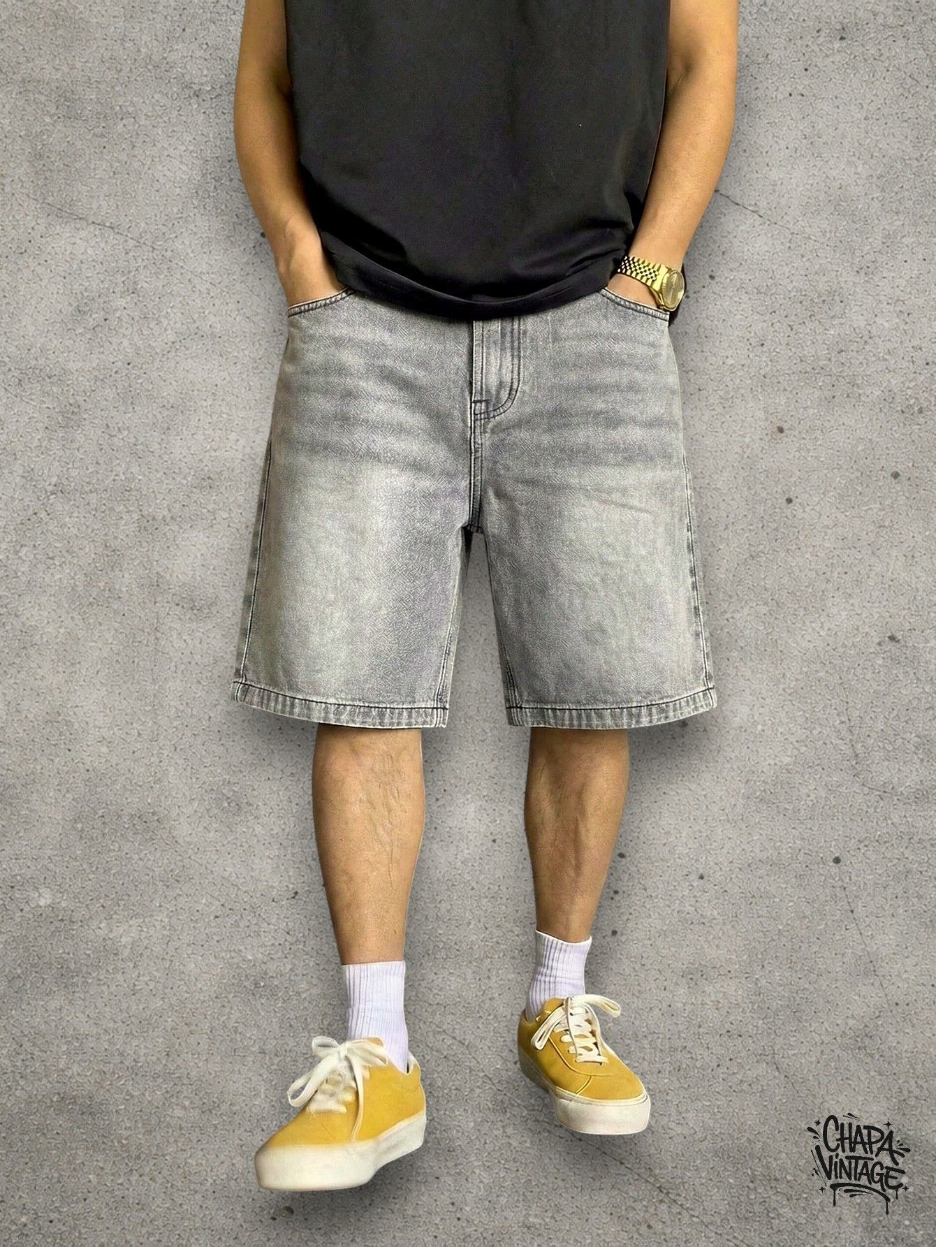 Vintage Washed gray denim shorts Size US 32 / EU 48 - 2 Thumbnail