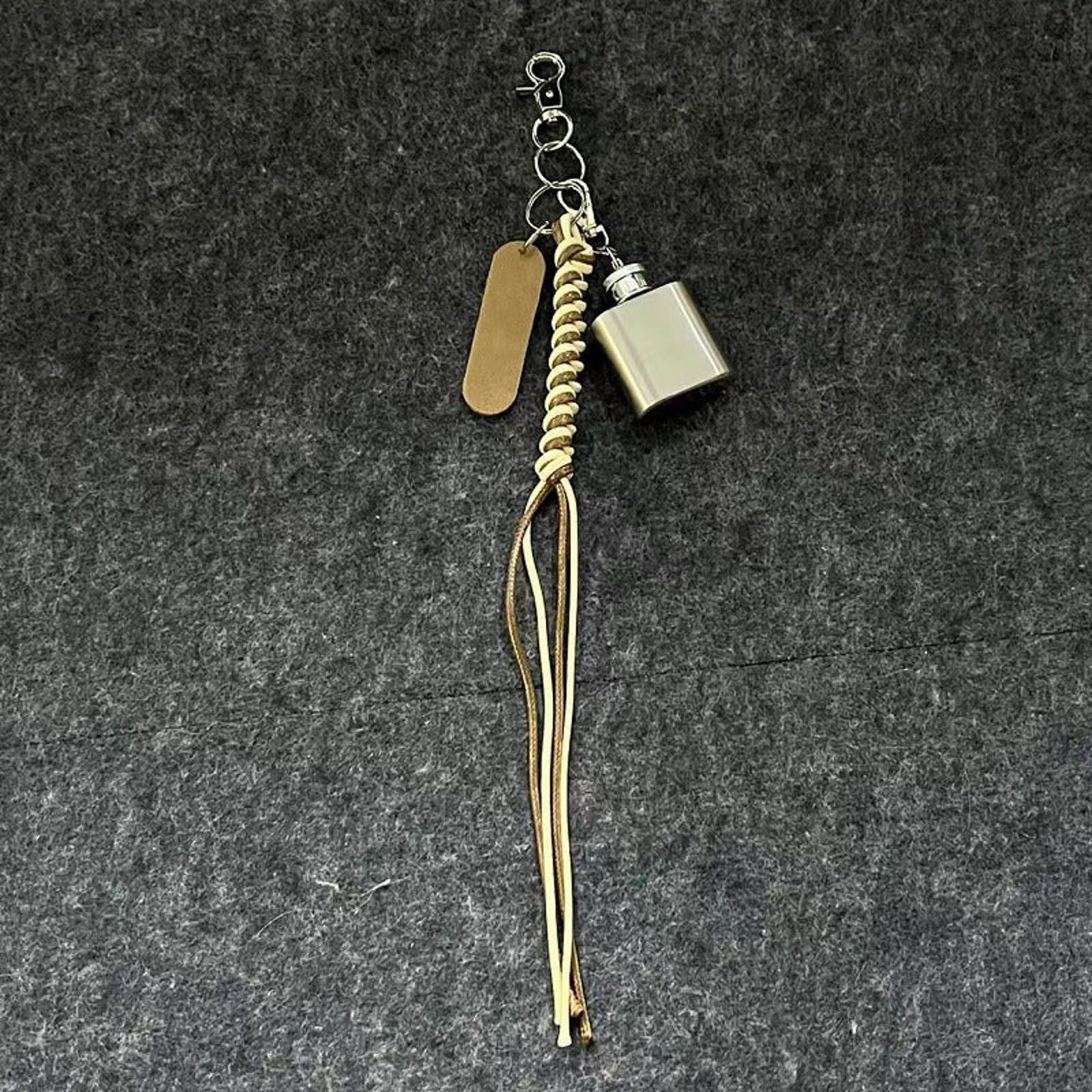 Jewelry Leather Tassel Keychains with Mini Flask Charms Size ONE SIZE - 9 Thumbnail
