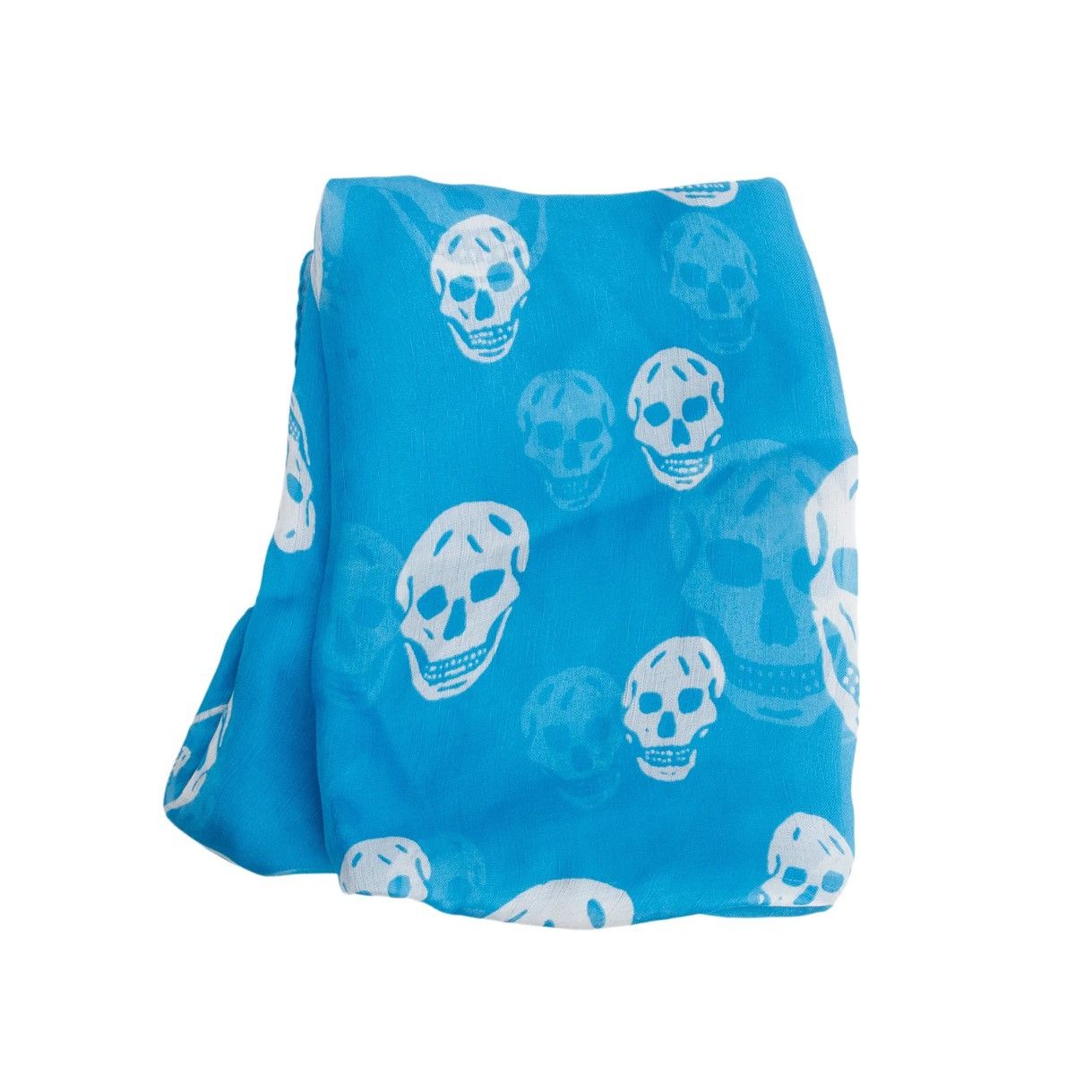 Alexander McQueen ALEXANDER MCQUEEN Blue/White Skull Printed Silk Scarf Size ONE SIZE - 1 Thumbnail