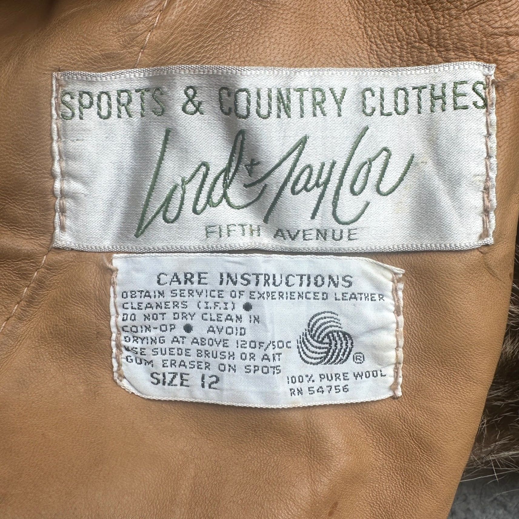 Avenue VINTAGE Sawyer of Napa Leather Long Coat Womens 12 Beige Fur Trim overcoat Jacket Size XL / US 12-14 / IT 48-50 - 4 Thumbnail