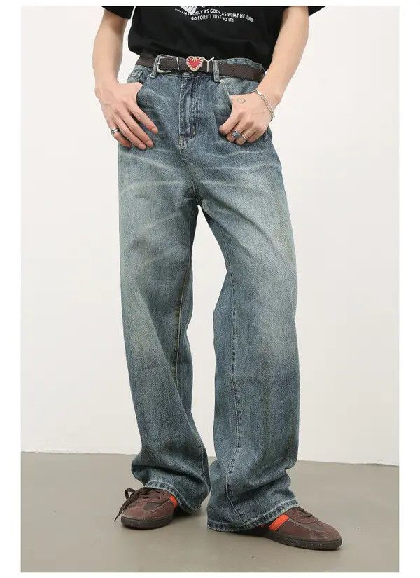 Japanese Brand Men's vintage distressed loose casual all-match jeans Size US 32 / EU 48 - 3 Thumbnail