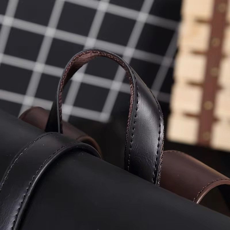 Vintage Casual Business Office Solid PU Leather Backpack Size ONE SIZE - 6 Thumbnail