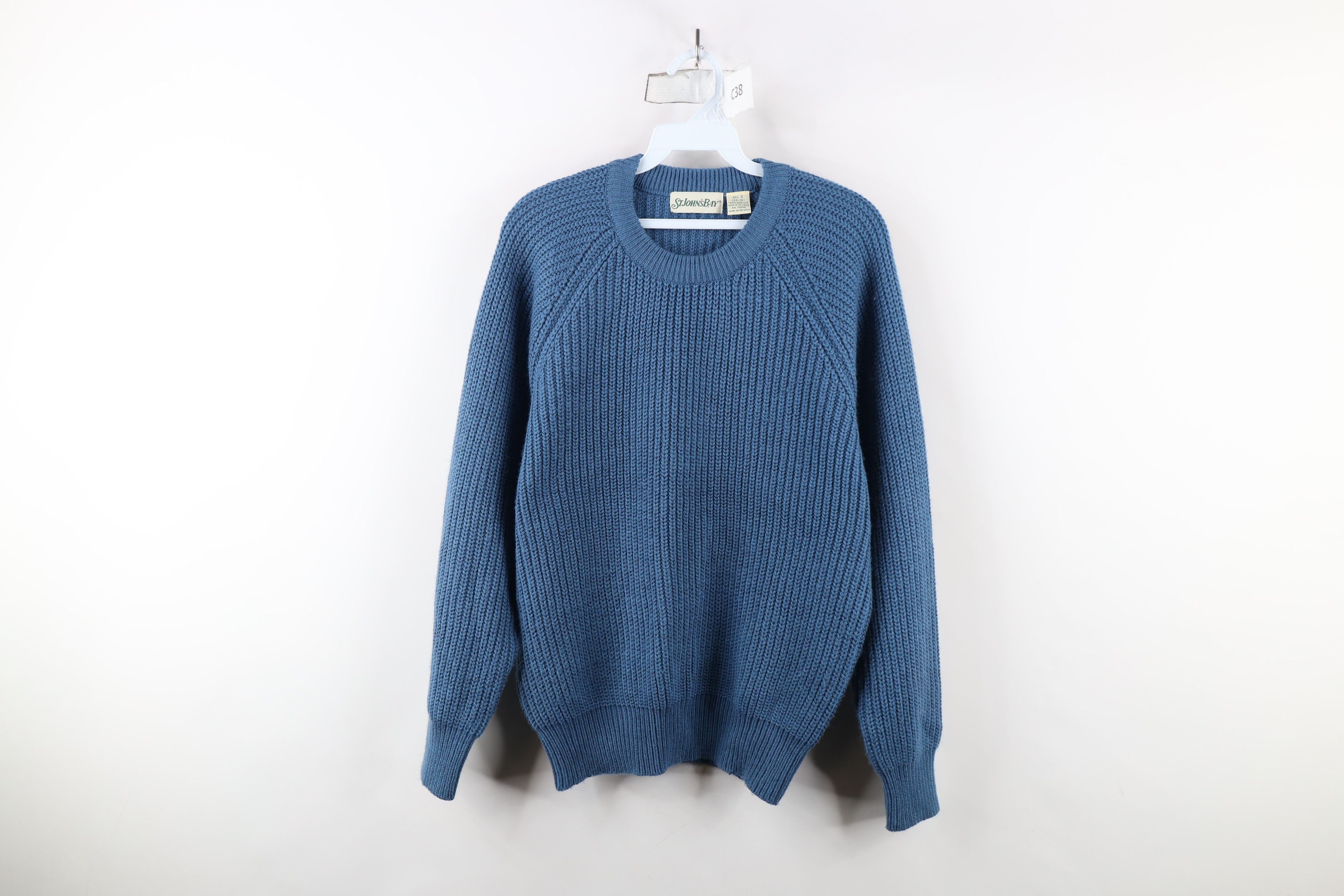 Vintage Vintage 90s Streetwear Ribbed Knit Crewneck Sweater Blue Size US S / EU 44-46 / 1 - 1 Thumbnail