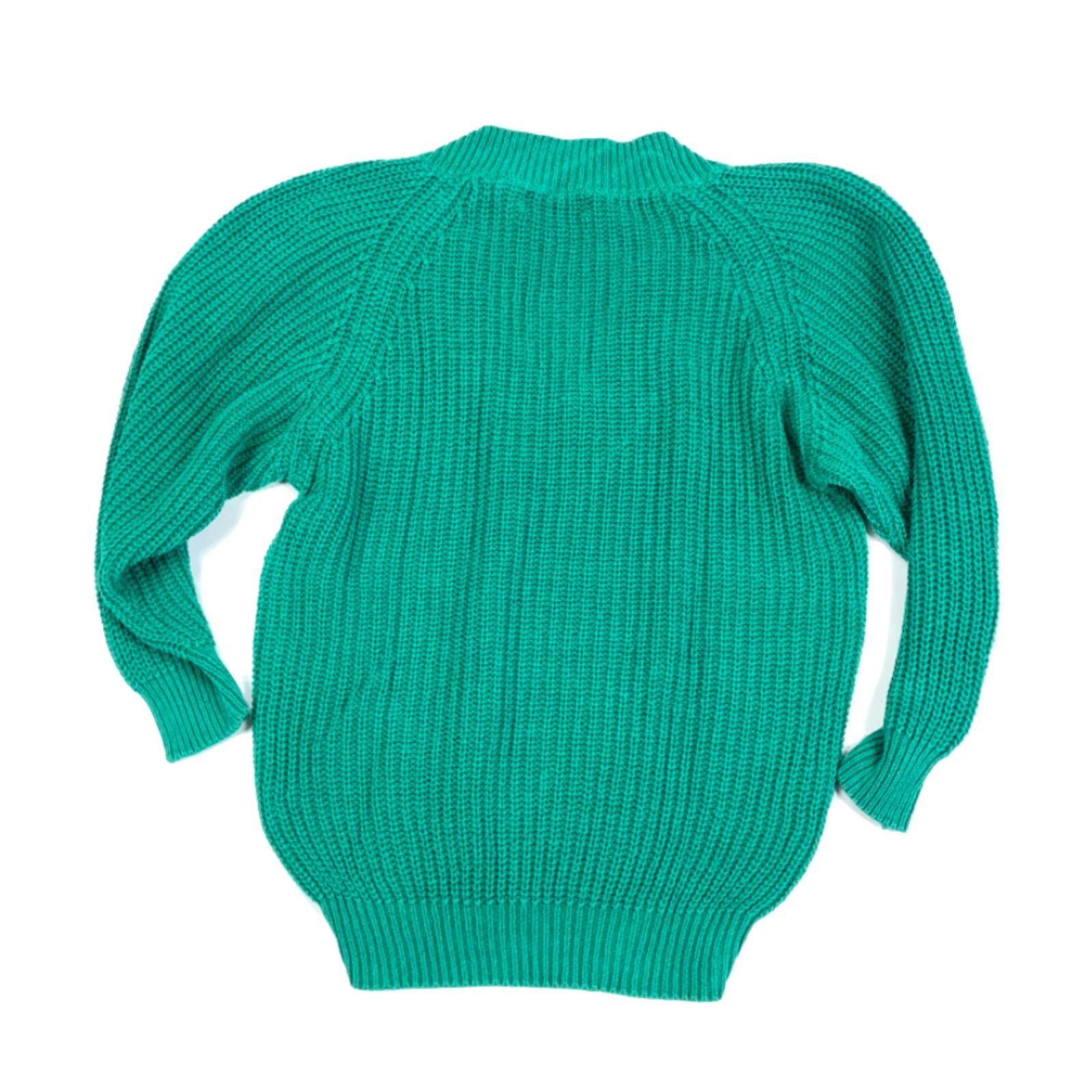 Etro VINTAGE L Simsbury 90s Green Chunky Knit Pullover Sweater Women’s Small Deep V-Neck Regular Fit Casual Size S / US 4 / IT 40 - 2 Thumbnail