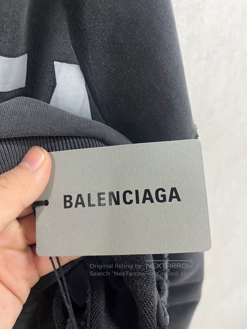 Balenciaga Balenciaga Silver Masking Tape Logo Printed Hooded Sweatsh Size US L / EU 52-54 / 3 - 4 Thumbnail