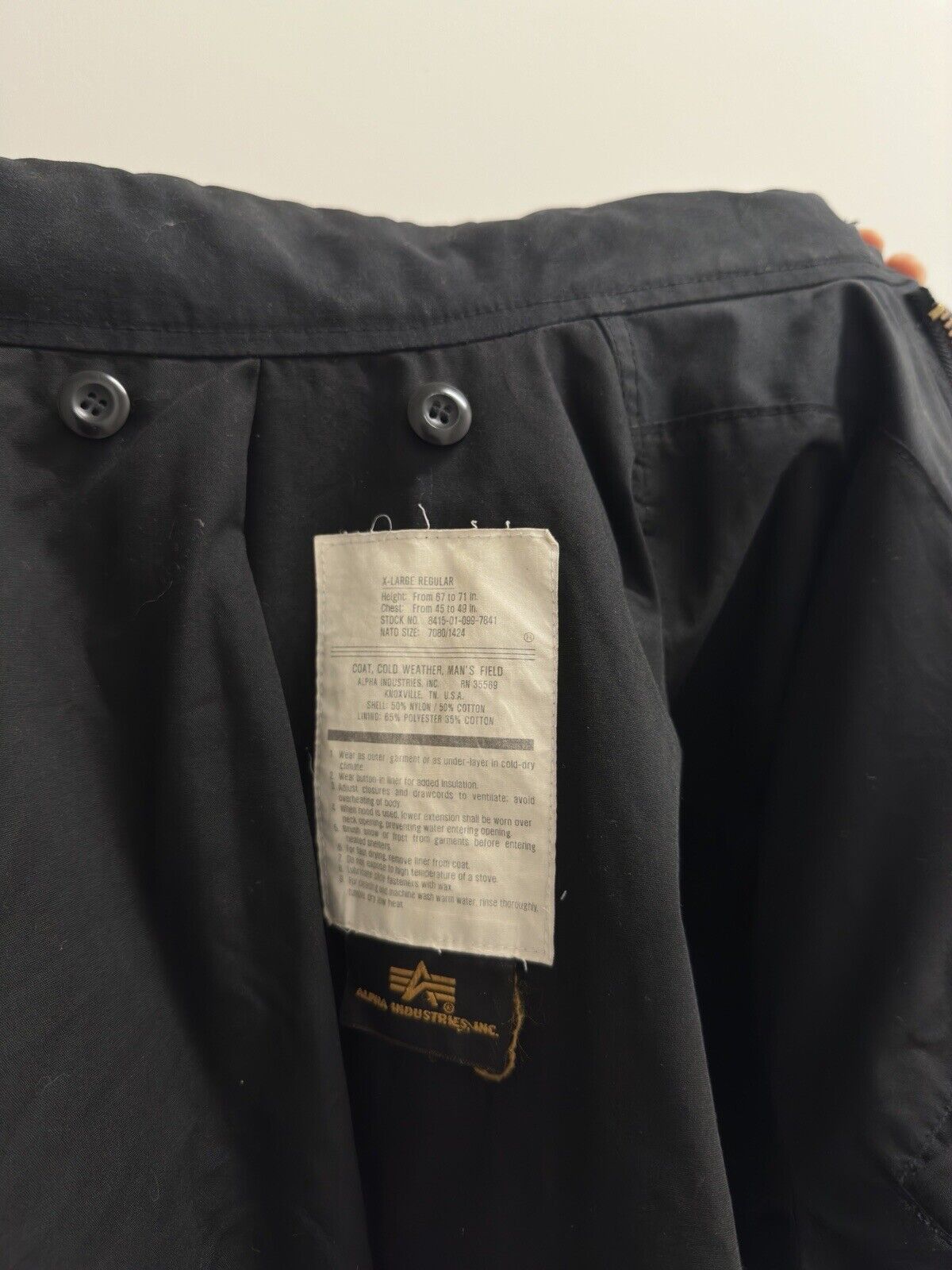 Alpha Industries VINTAGE ALPHA INDUSTRIES M65 ARMY fly JACKET MENS BLACK RARE Size US XL / EU 56 / 4 - 13 Thumbnail