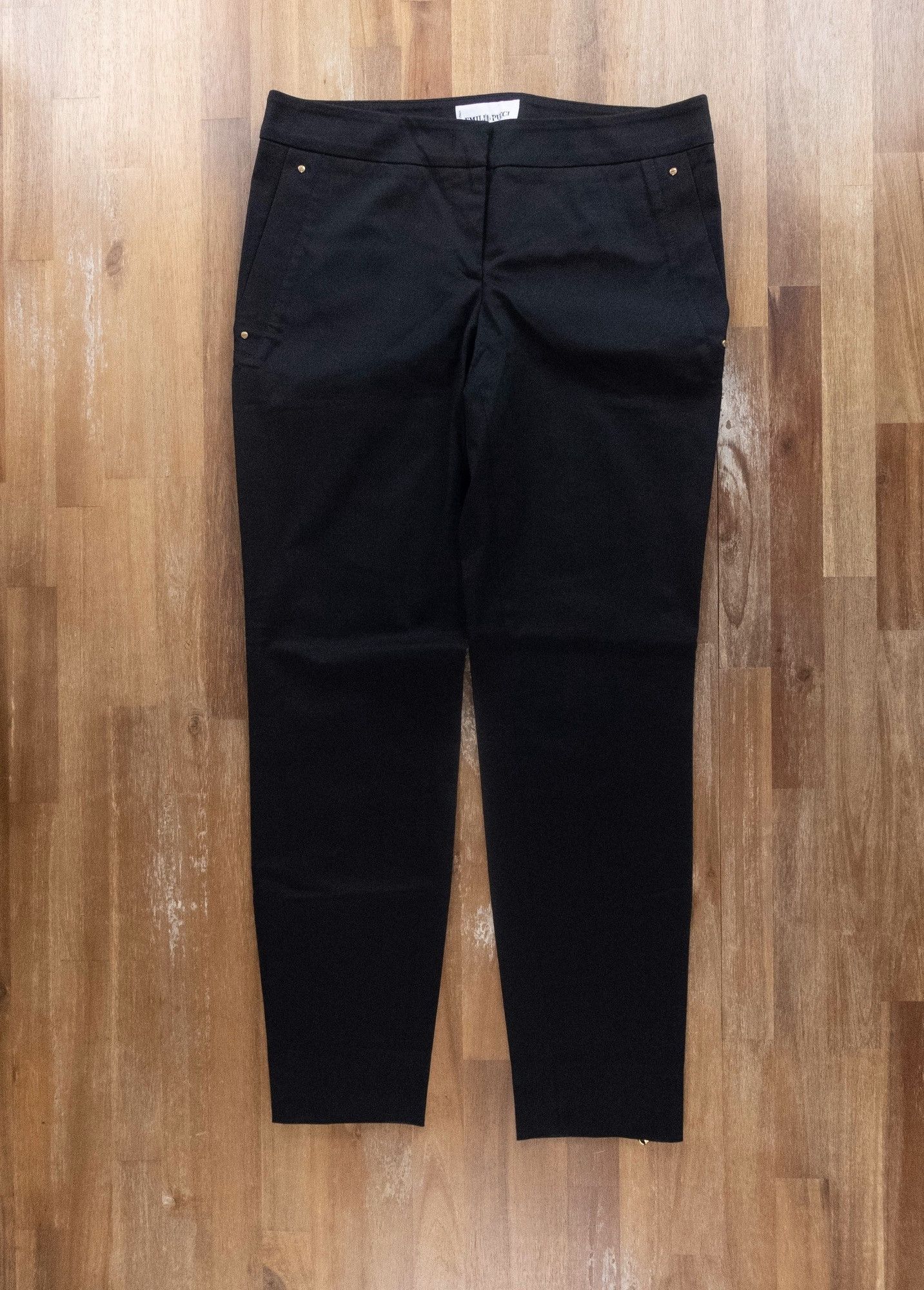 EMILIO PUCCI black stretch cotton crop pants 8 42 trousers