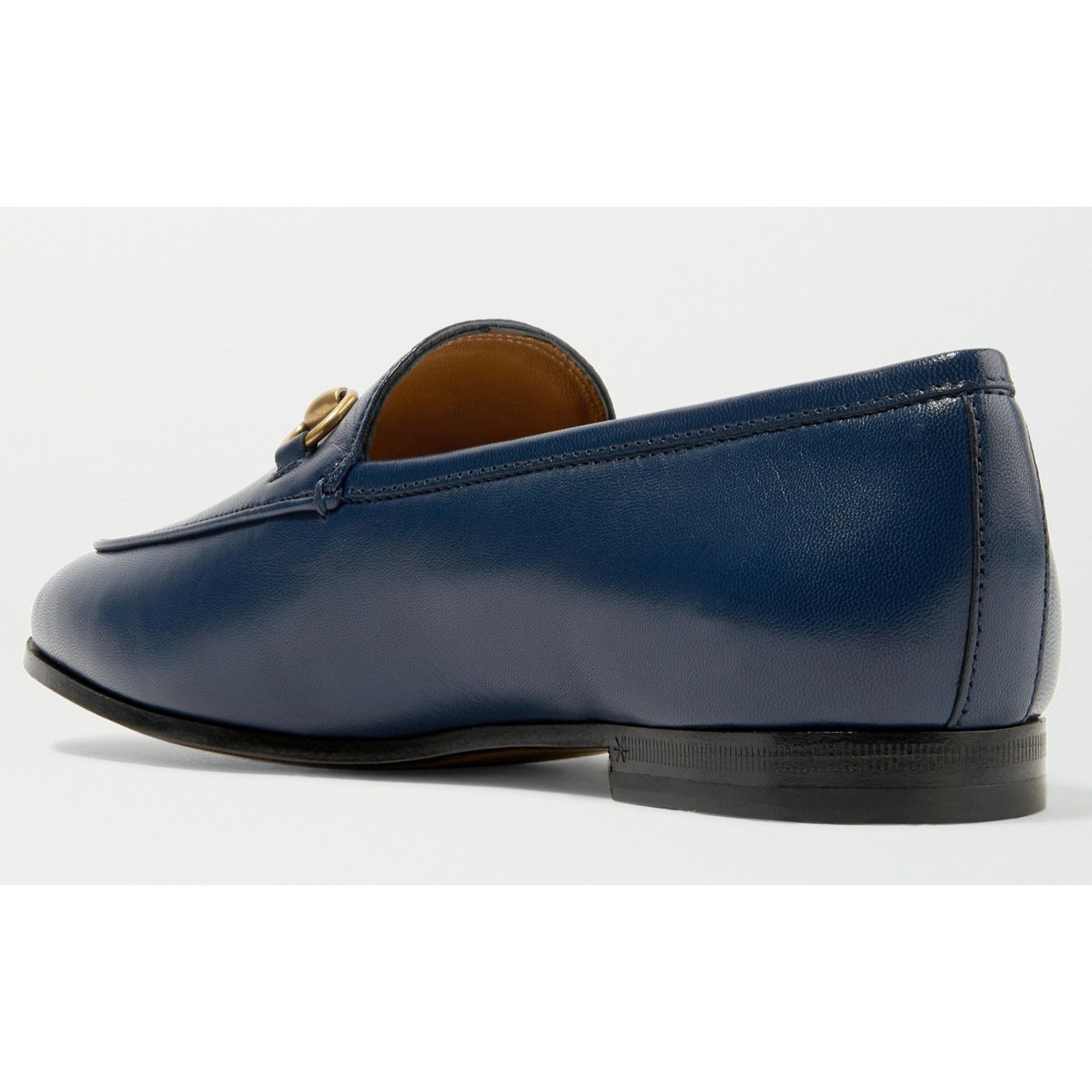 Gucci Gucci New Jordaan Blue Leather GG Logo Horsebit Loafer Size US 5 / IT 35 - 8 Thumbnail