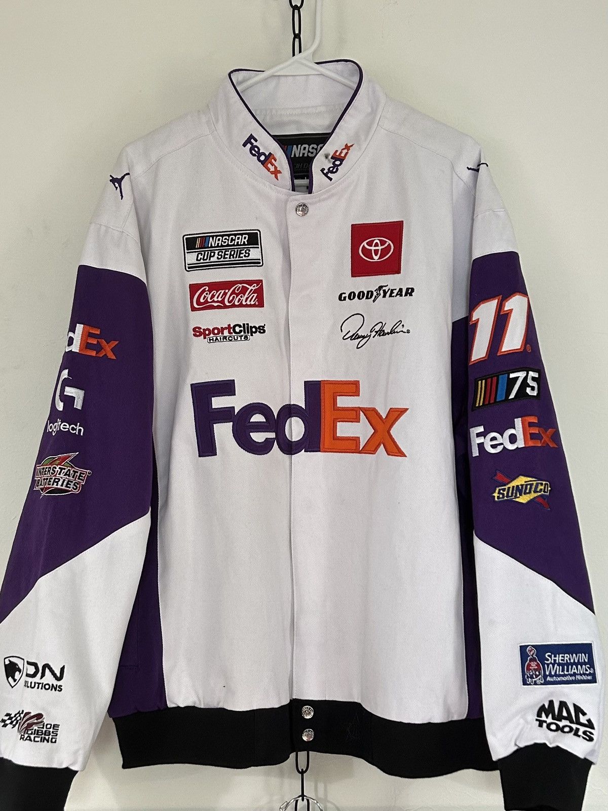 image of Jh Design x Nascar Vintage Y2K Nascar Fedex Jacket New With Tags in White, Men's (Size XL)