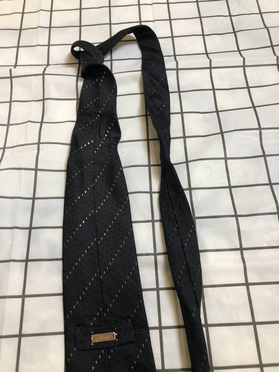 Brioni BRIONI Men's Handmade Silk Tie Classic Gold Embroidery Size ONE SIZE - 7 Thumbnail