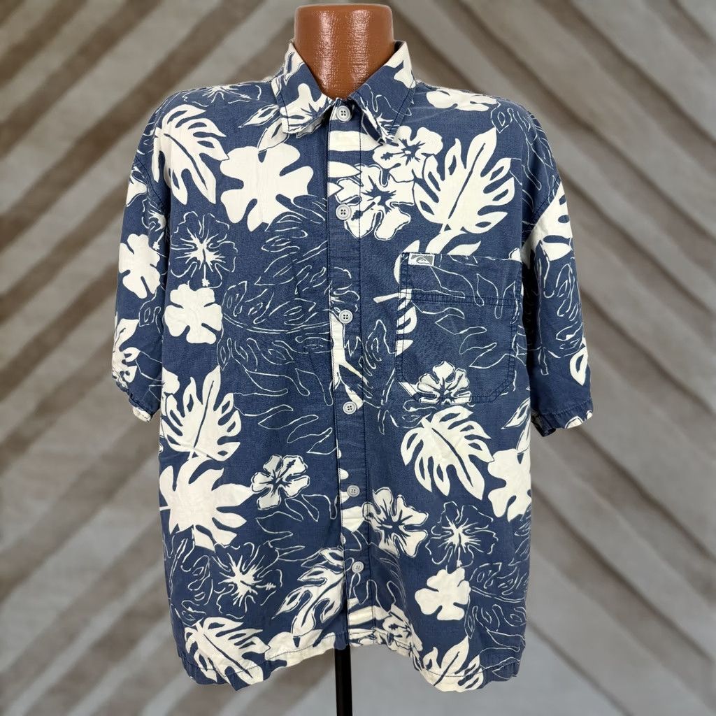 Quiksilver VINTAGE Quiksilver Shirt Men XL Hawaiian Floral Leaf Surf Skate Beach Cotton Blue 90s Size US XL / EU 56 / 4 - 1 Thumbnail