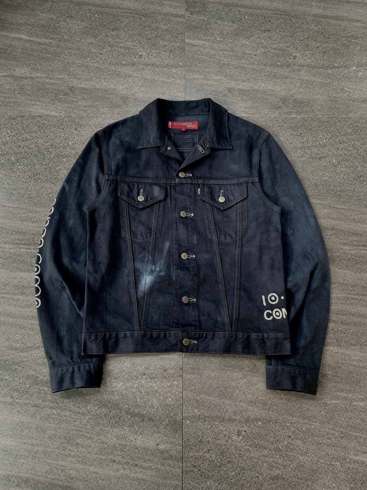 Junya Watanabe FREE TAX! 2000s Painted Denim Jacket Black Dyed - Medium Size US M / EU 48-50 / 2 - 2 Thumbnail
