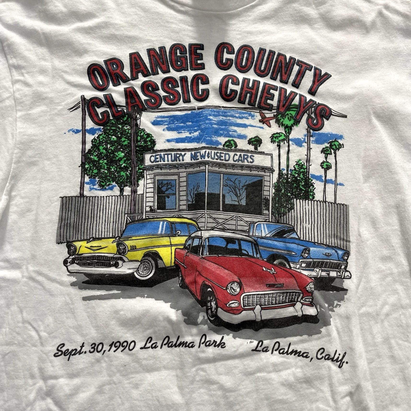 Hanes VINTAGE Hanes Chevrolet Bel Air T-Shirt 90s Classic Car Hot Rod Lowrider Adult Large White Mens Size US L / EU 52-54 / 3 - 2 Thumbnail