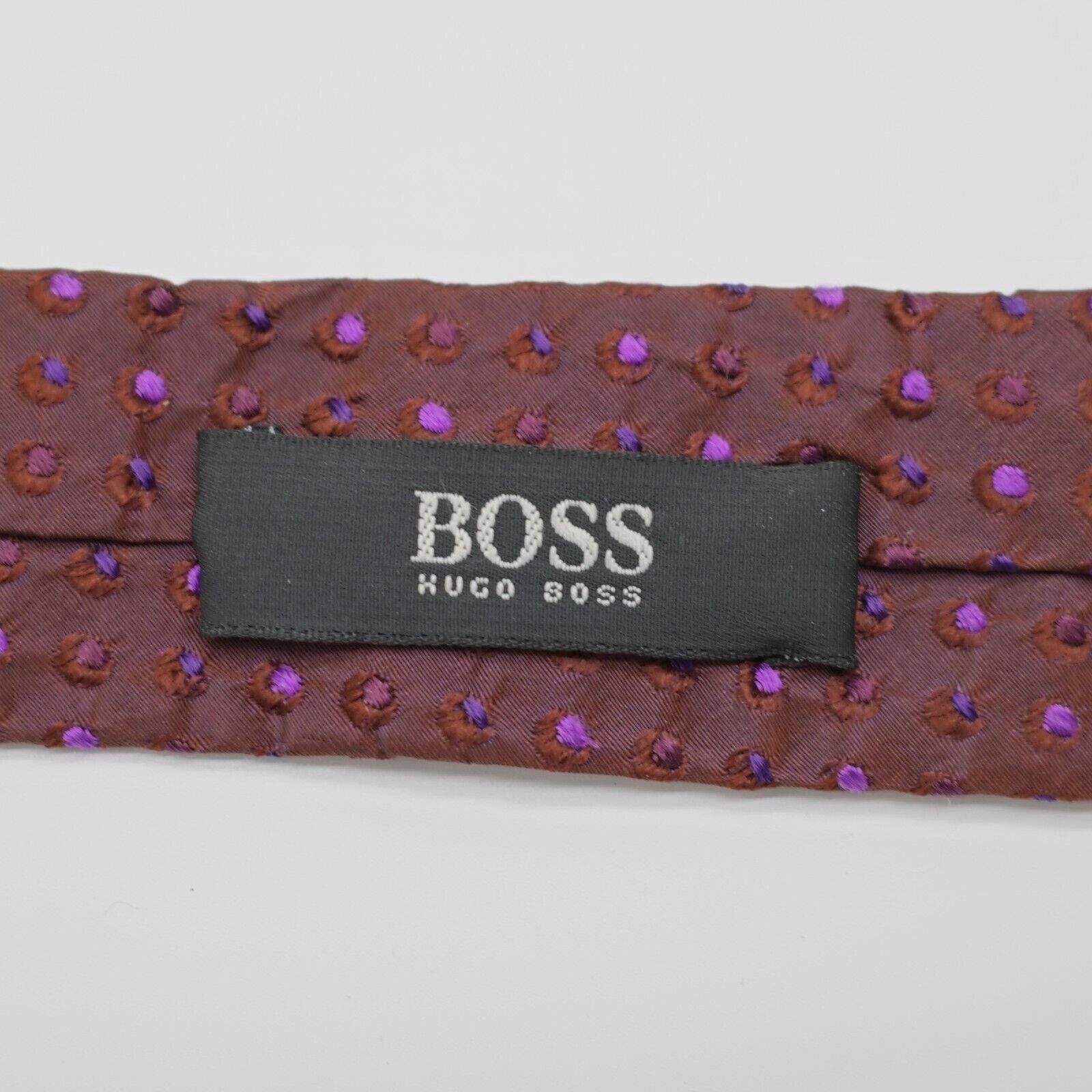 Hugo Boss Boss Hugo Boss Reddish Purple Woven Polka Dot Short Silk Tie Size ONE SIZE - 4 Thumbnail