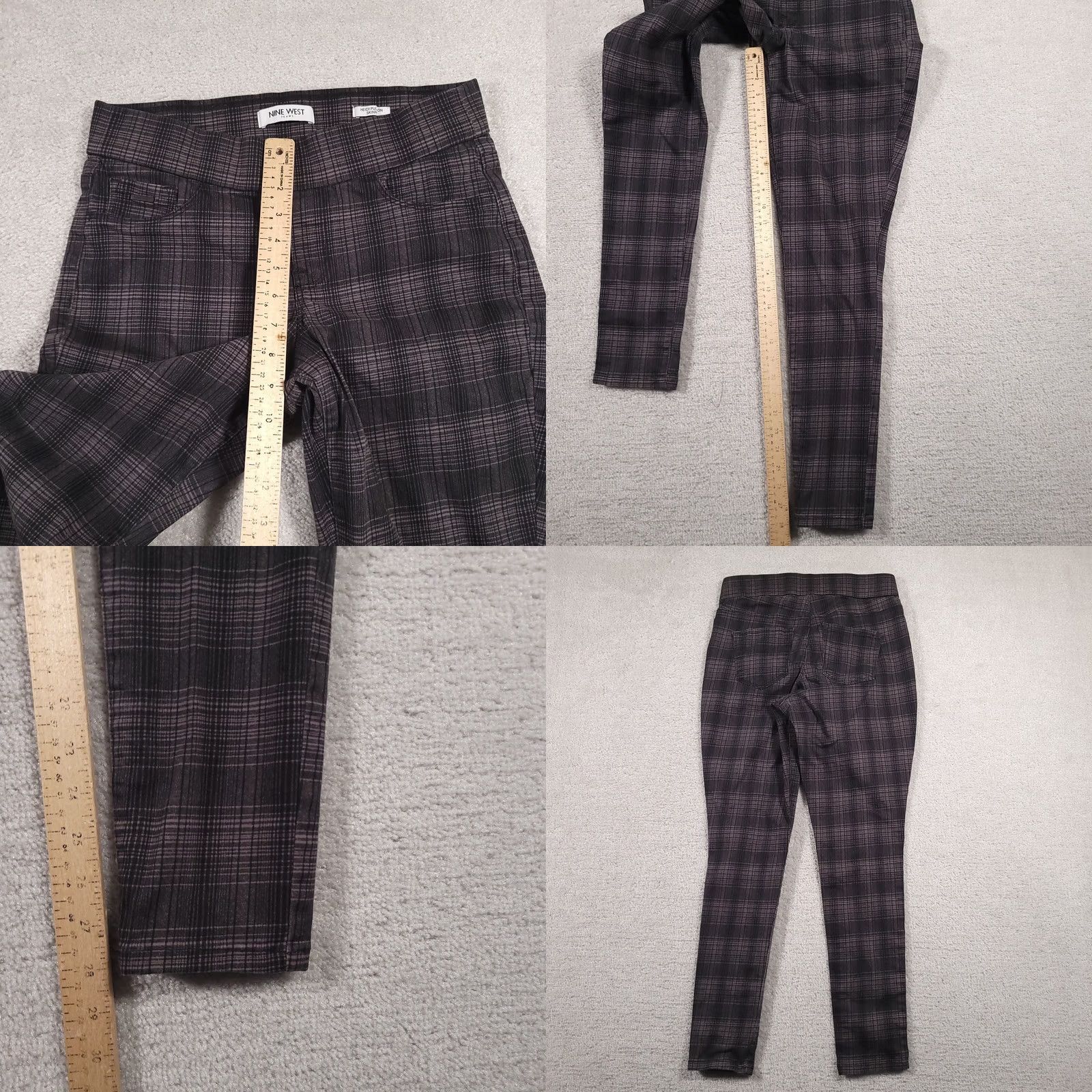 Nine West Nine West Heidi Pull-On Skinny Stretch Pant Women's 4 Gray Glasgow Plaid Pants Size 27" / US 4 / IT 40 - 8 Thumbnail