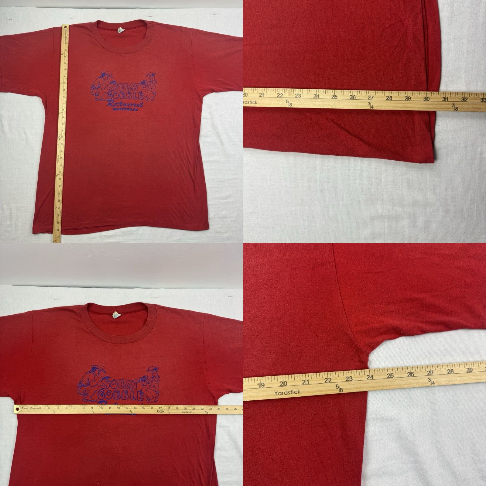Vintage VINTAGE Cal Cru T-Shirt Adult 2XL Red USA 80s 90s Shirt Short Sleeve Crew Neck Cotton Polyester Obscure Squat Gobble Restaurant Men Size US XXL / EU 58 / 5 - 8 Thumbnail