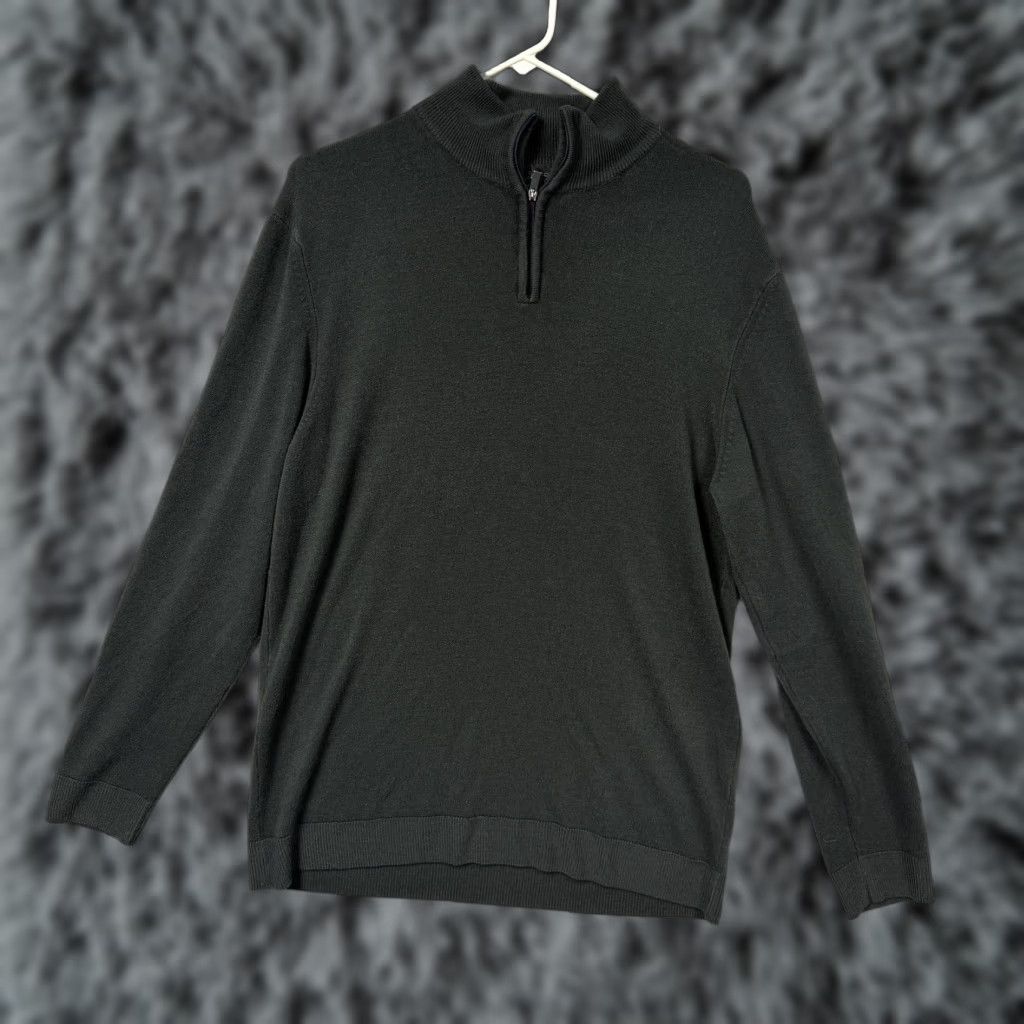 Vintage VIA EUROPA Pullover Sweater Men L Green 1/4 Zip Mock Neck Lightweight Knit Dark Academia Gorpcore Size US L / EU 52-54 / 3 - 1 Thumbnail