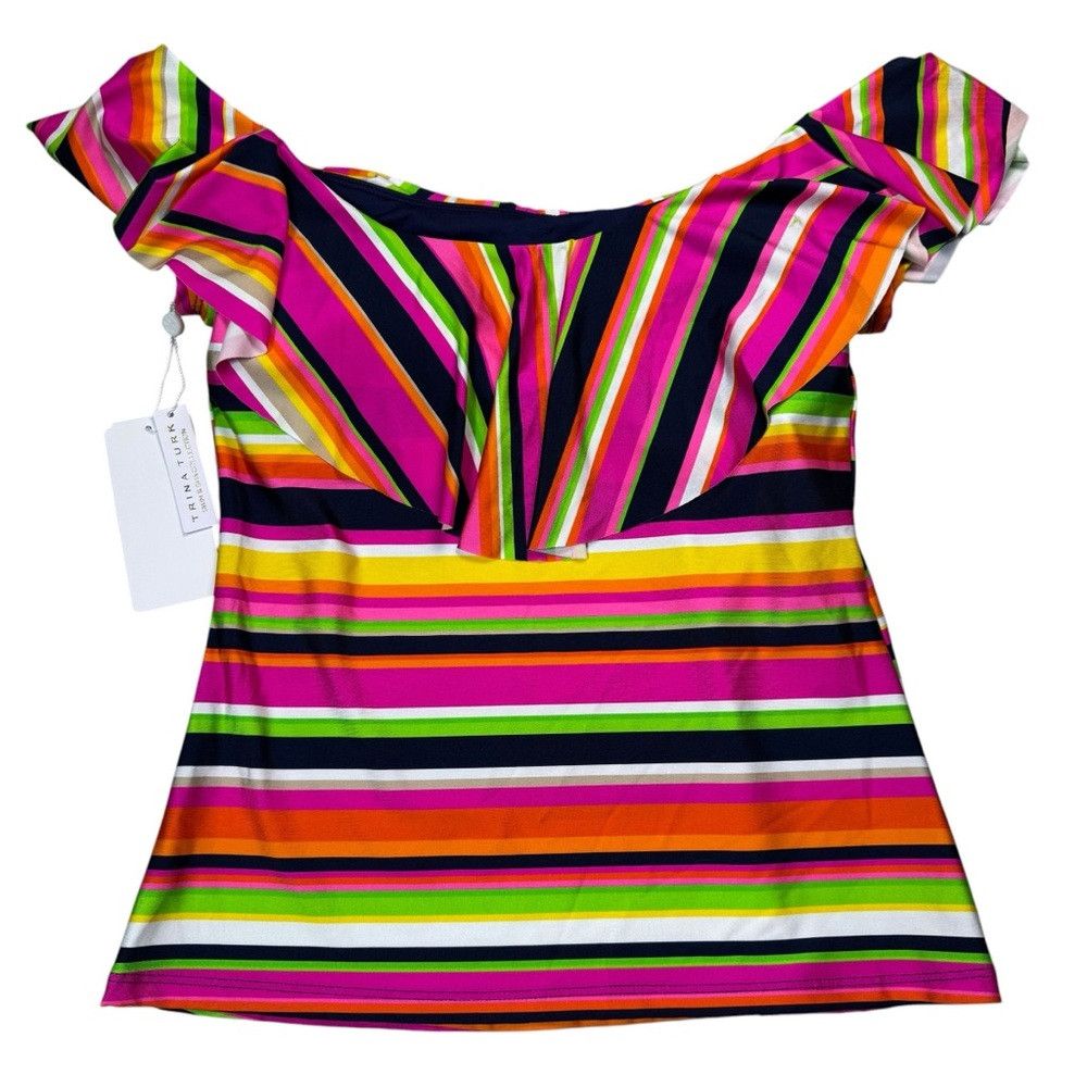 Trina Turk NWT New Trina Turk Ruffle Off Shoulder Swimsuit Top Only In Size M / US 6-8 / IT 42-44 - 3 Thumbnail