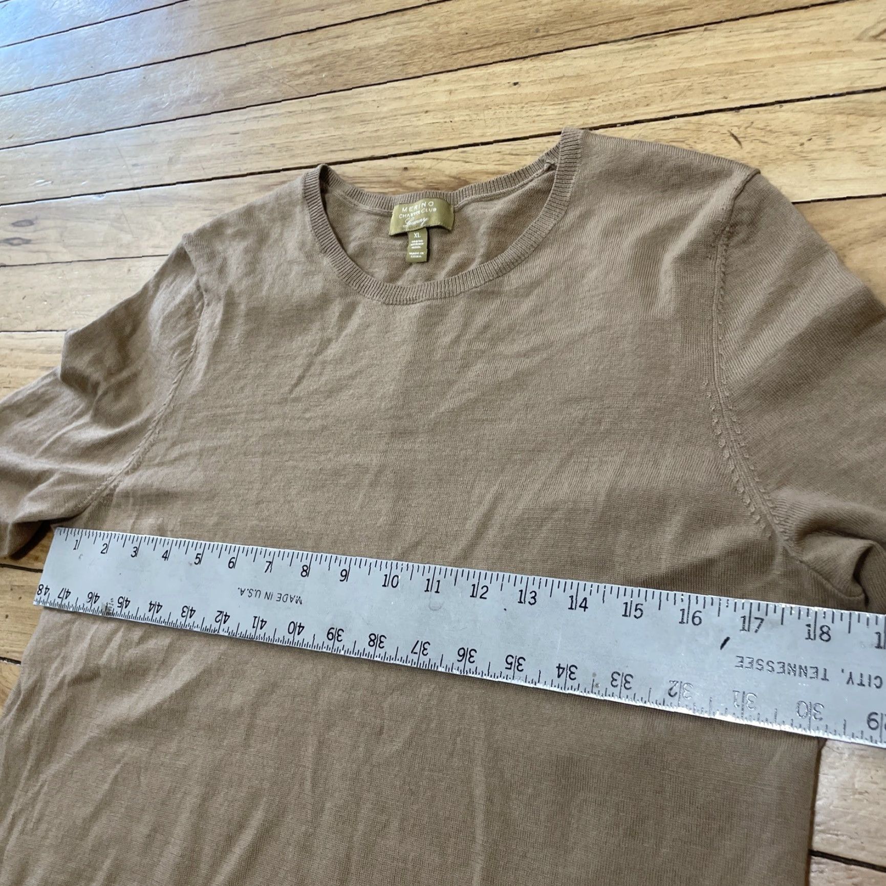 Charter Club VINTAGE Charter Club Merino Wool Sweater Women XL Tan Brown Western Boho Layer Pullover Buttonless Crew Neck Regular Size XL / US 12-14 / IT 48-50 - 6 Thumbnail