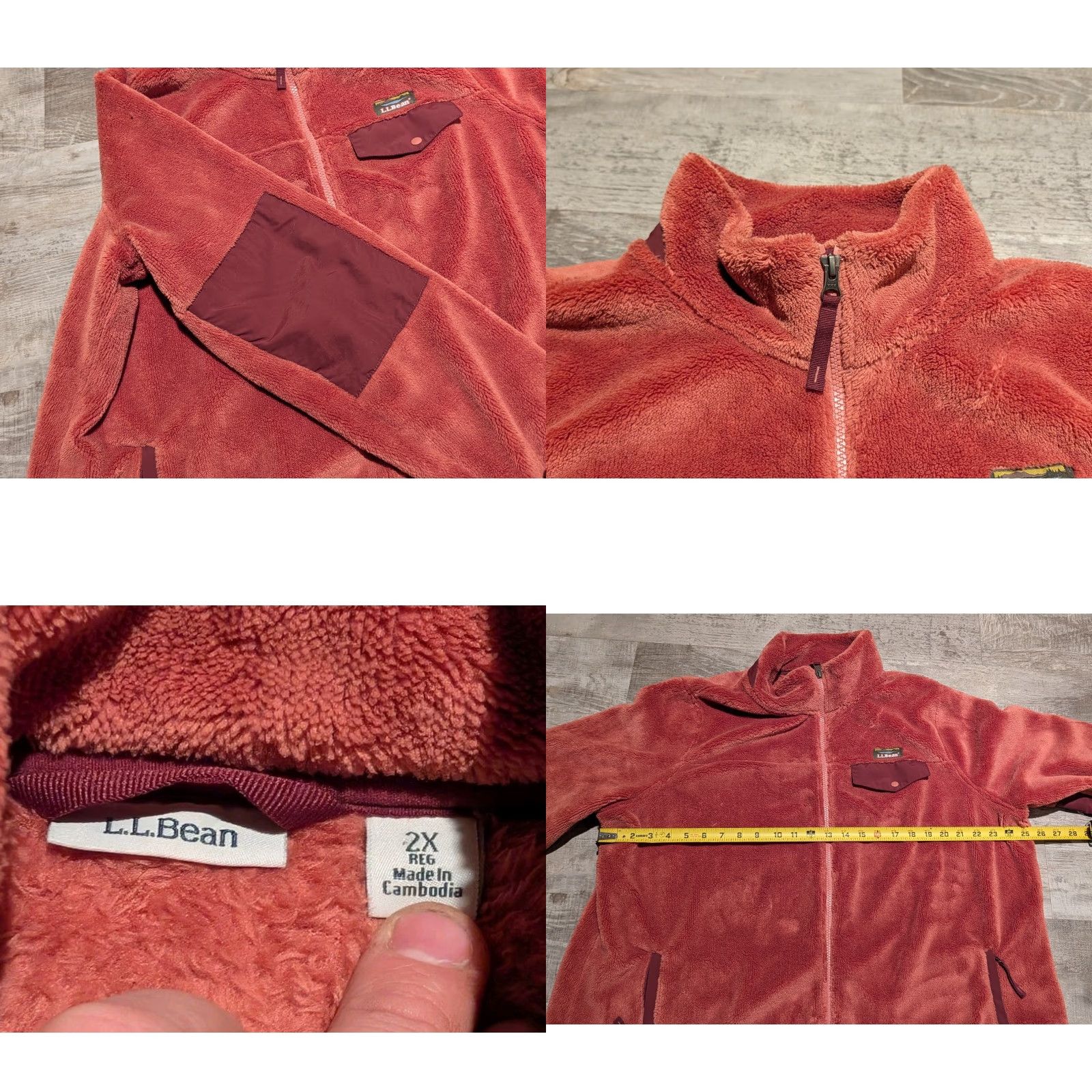 Vintage L.L. Bean Womens Hi-Pile Fleece Sherpa Jacket 2X Dark Red Zip Pockets Casual Travel EUC Ladies Regular Fit Jacket Size XXL / US 16-18 / IT 52-54 - 8 Thumbnail