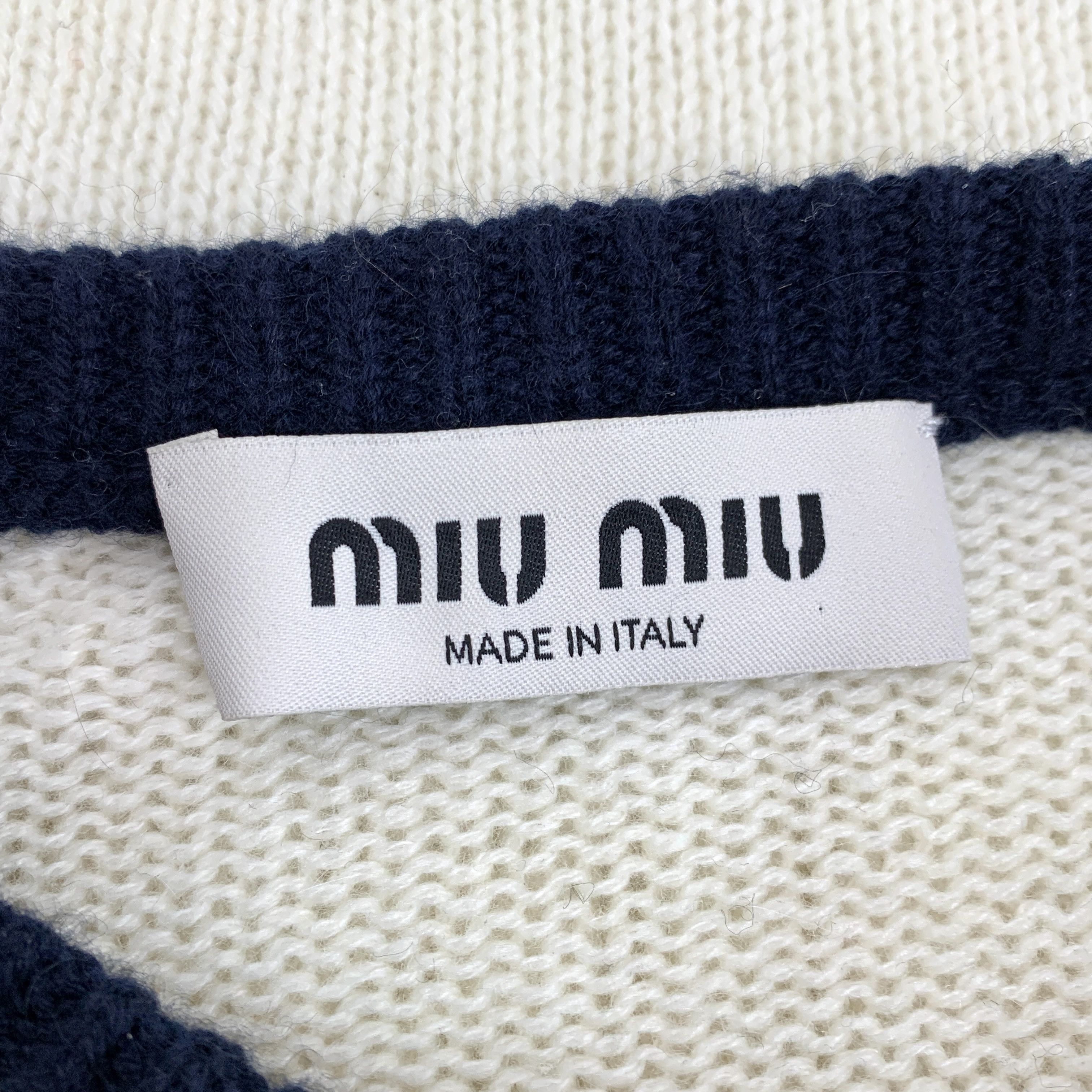 Miu Miu Miu Miu Sweater – Colorblock Logo Wool (Size 42) Size M / US 6-8 / IT 42-44 - 4 Thumbnail