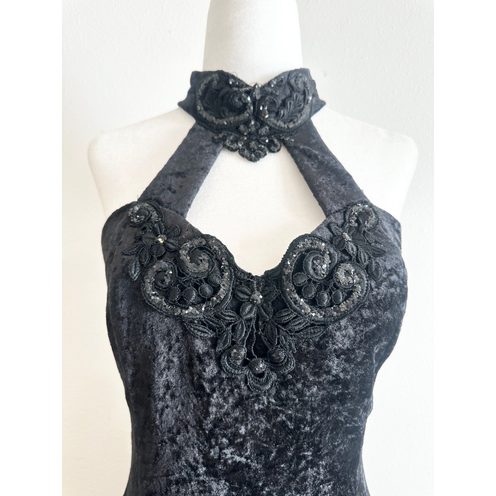 Jessica McClintock Vintage 80s 90s Romantic Whimsygoth High Neck Keyhole Dress Size L / US 10 / IT 46 - 4 Thumbnail
