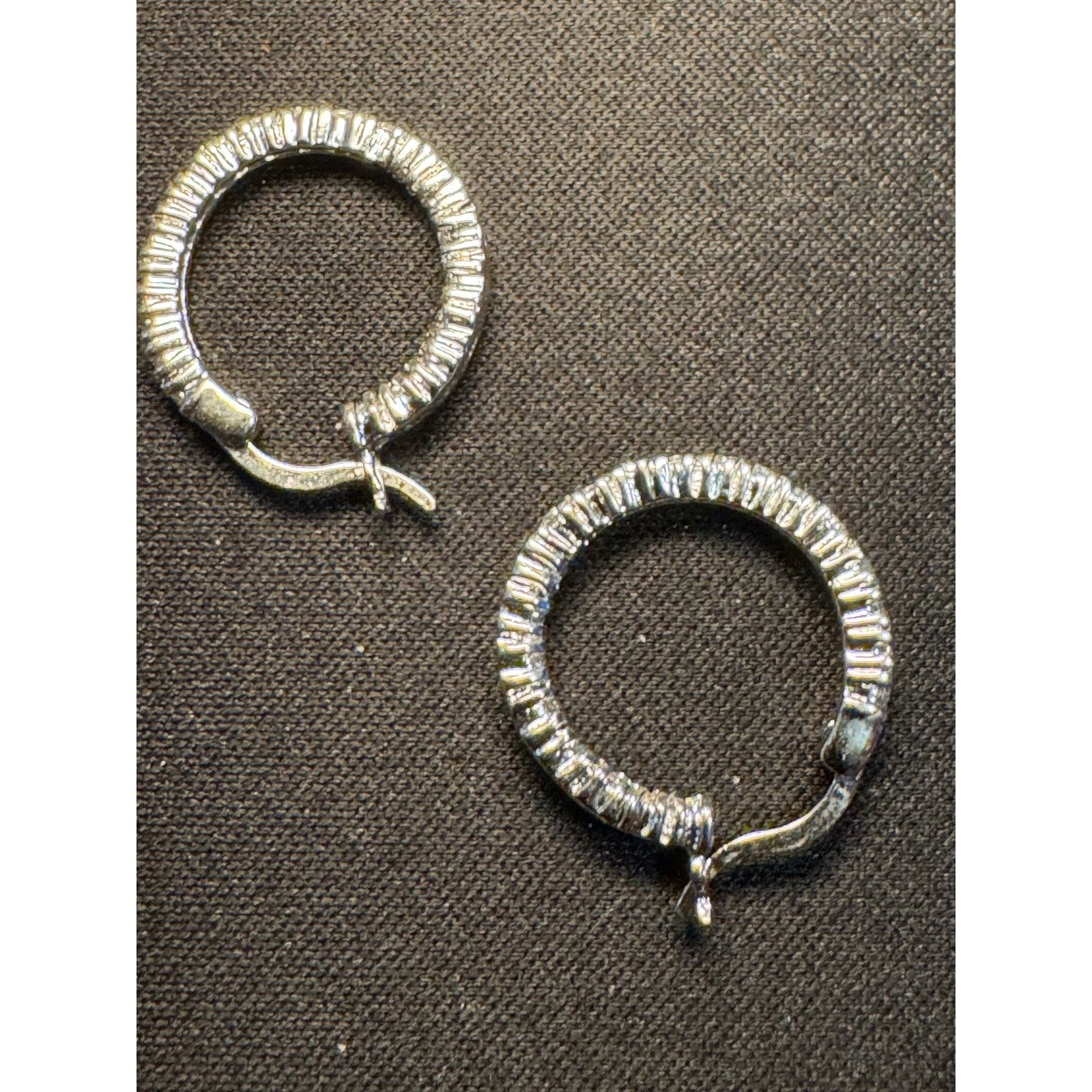 Other 925 Sterling Silver Small Hoop Earrings with Crystals Size ONE SIZE - 3 Thumbnail