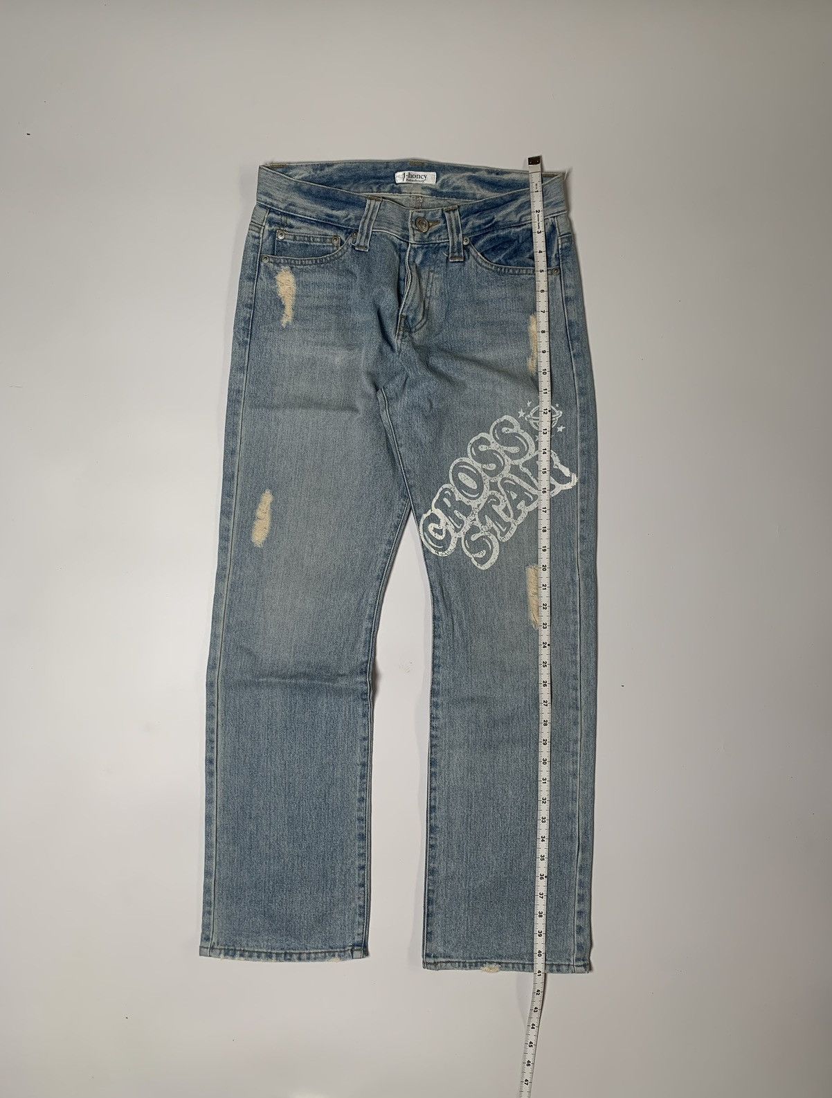 Japanese Brand × Vintage 00s J-honey cross star distressed denim Size US 31 - 14 Thumbnail