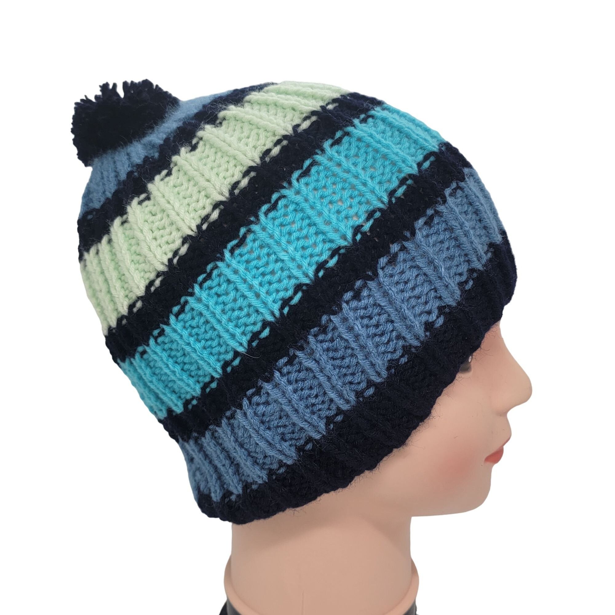 Other ⭐Oz Chunky Handmade Knit Hat Pom Pom Adult unisex Beanie hat Size ONE SIZE - 2 Thumbnail