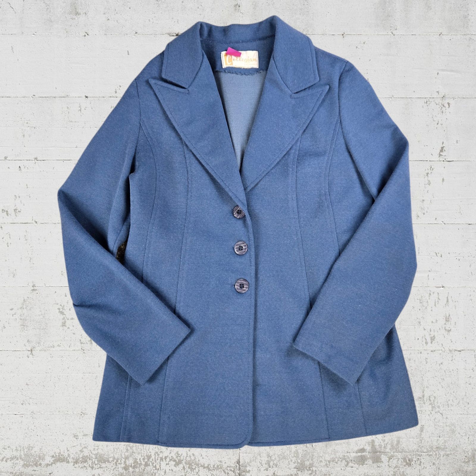 Vintage Vintage Steel Blue Wool Blend 60s Blazer Size 10 Size L / US 10 / IT 46 - 2 Thumbnail