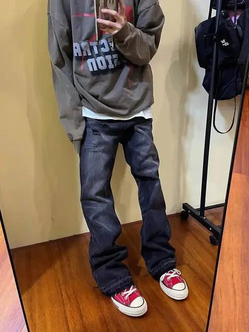 High Sport × Japanese Brand × Jean Street Washed Grunge Micro Flared Jeans Size US 32 / EU 48 - 2 Thumbnail