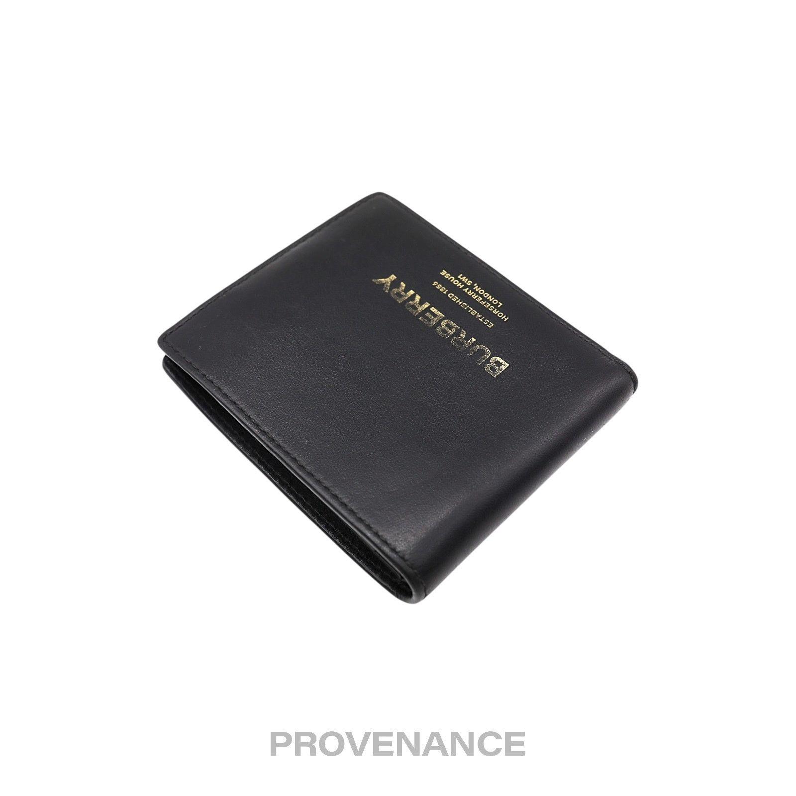 Burberry 🔴 Burberry Address Logo Bifold Wallet - Black Leather Size ONE SIZE - 4 Thumbnail