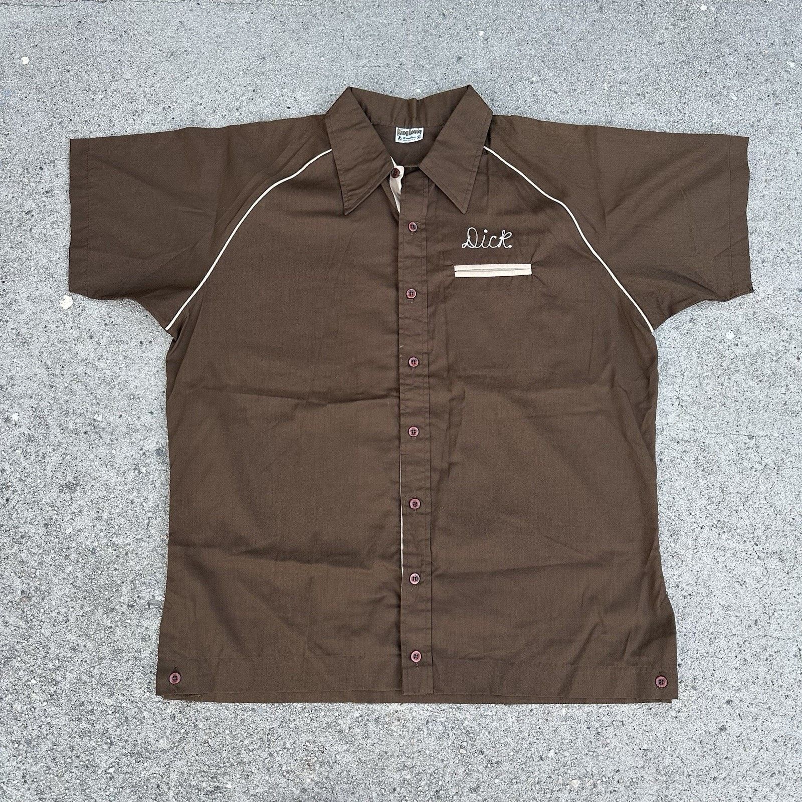 Unsound Rags × Vintage Vintage 70s 80s King Louie John Deere Brown Bowling Shirt Size US XL / EU 56 / 4 - 3 Thumbnail