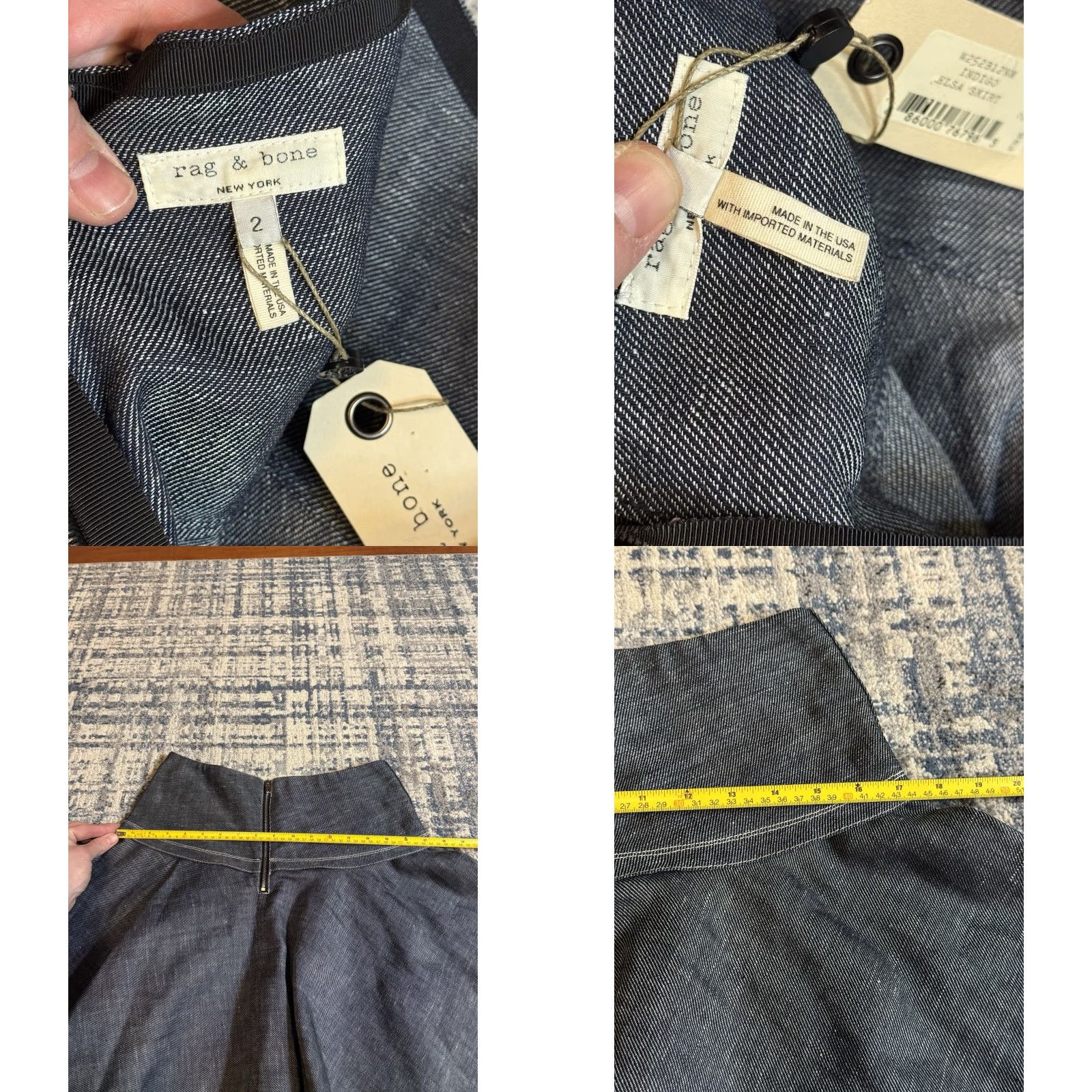 Rag & Bone rag & bone Indigo Denim Elsa Skirt Women’s Size 2 NWT Cotton & Hemp Knee Length Trumpet Modern All Seasons Elastic/Stretch Women Size 26" / US 2 / IT 38 - 8 Thumbnail