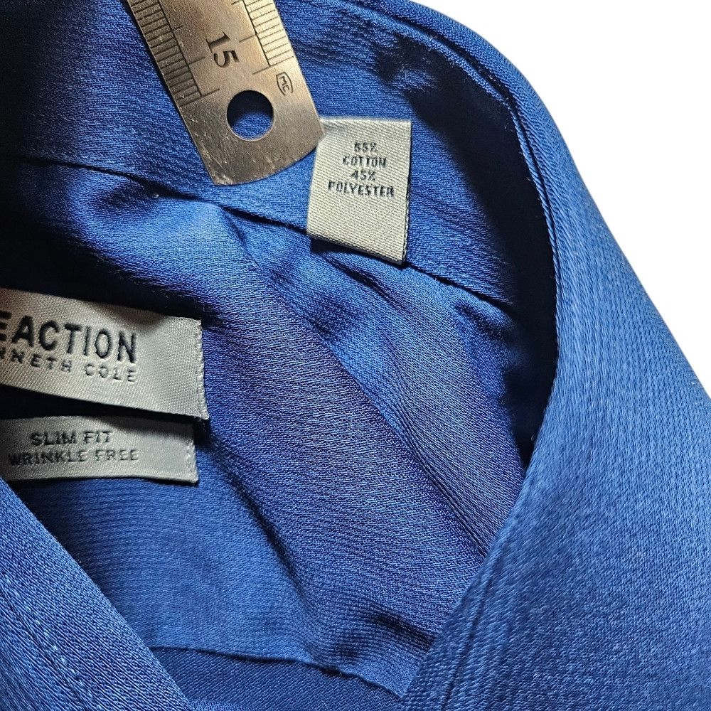 Kenneth Cole Kenneth Cole Paris Blue Slim Fit Long Sleeve Button Up Shir Size US S / EU 44-46 / 1 - 4 Thumbnail