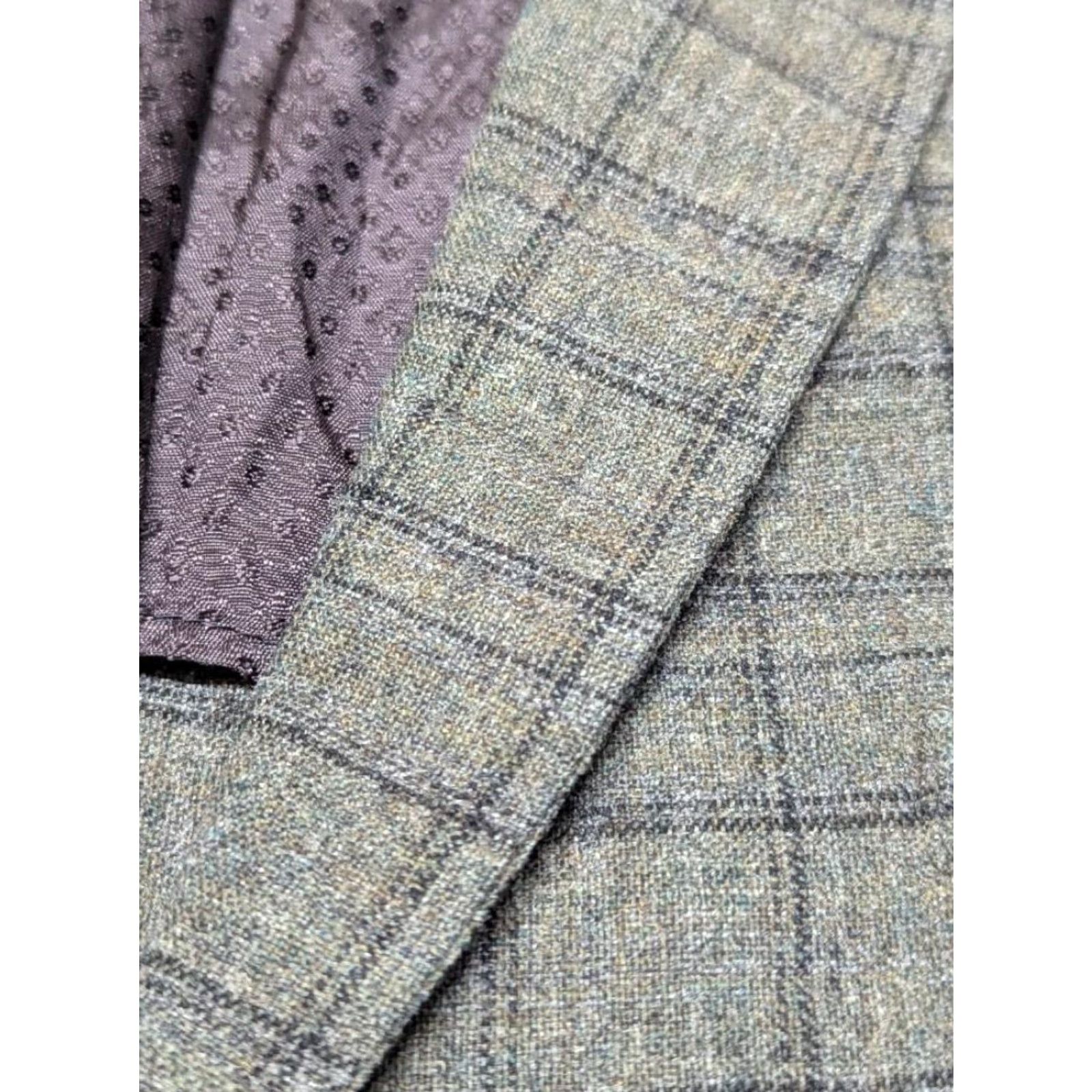 Vintage VINTAGE Shelton Towne Clothes blazer sport coat Tweed wool gray-green 44L Ivy League slim notched lapel two-button herringbone jacket Mens Size 44R - 7 Thumbnail