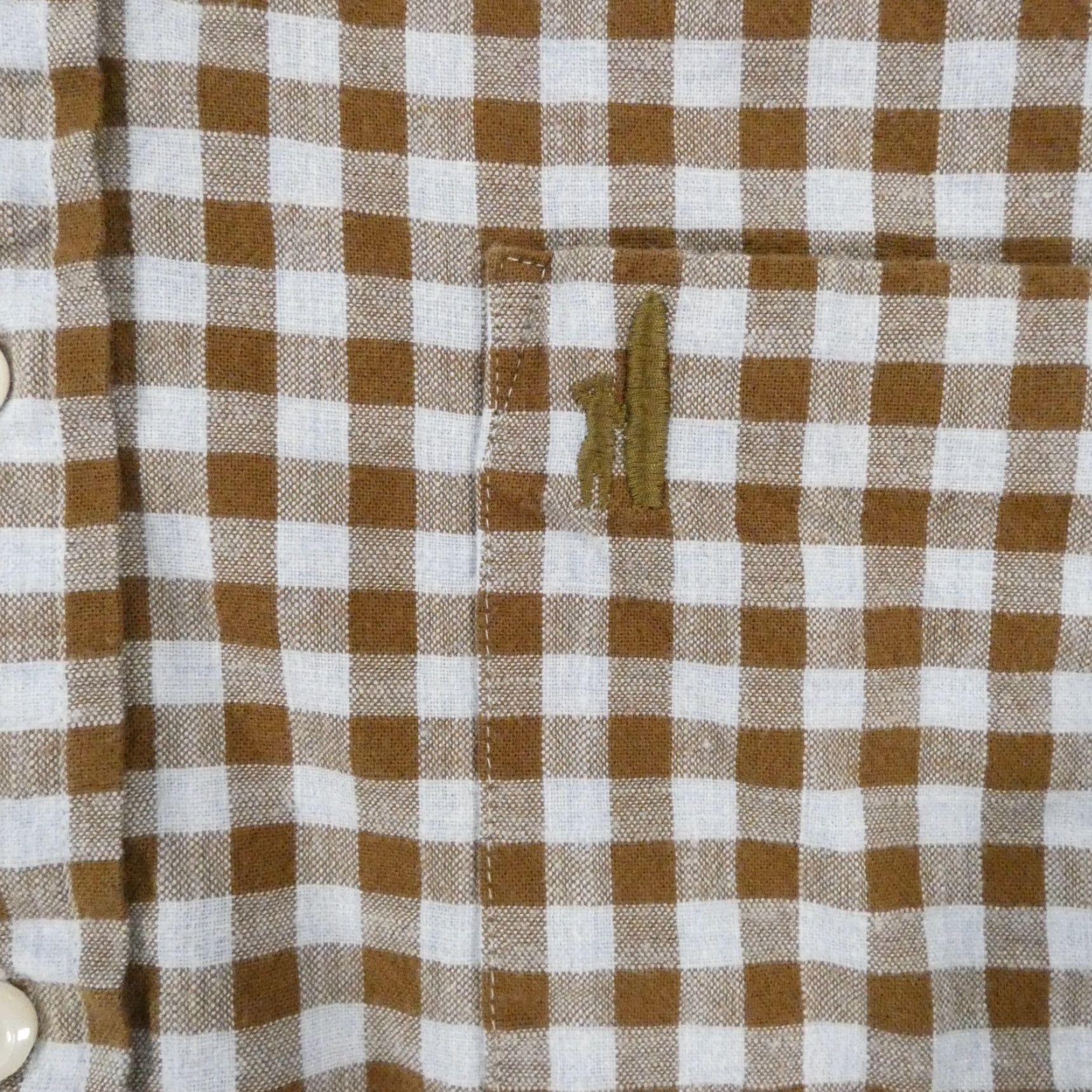 Johnnie-O Shirt Mens M Long Sleeve Button-Up Brown Blue Check Preppy