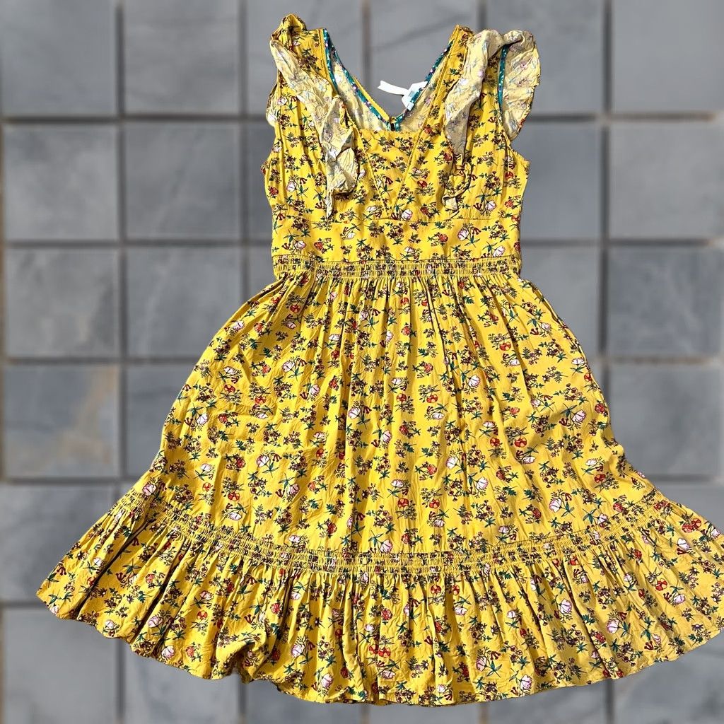Vintage Matilda Jane Dress Brilliant Daydream Fantasy Mustard Yellow Floral S Womens Dress Knee Length Fit & Flare Size S / US 4 / IT 40 - 1 Thumbnail