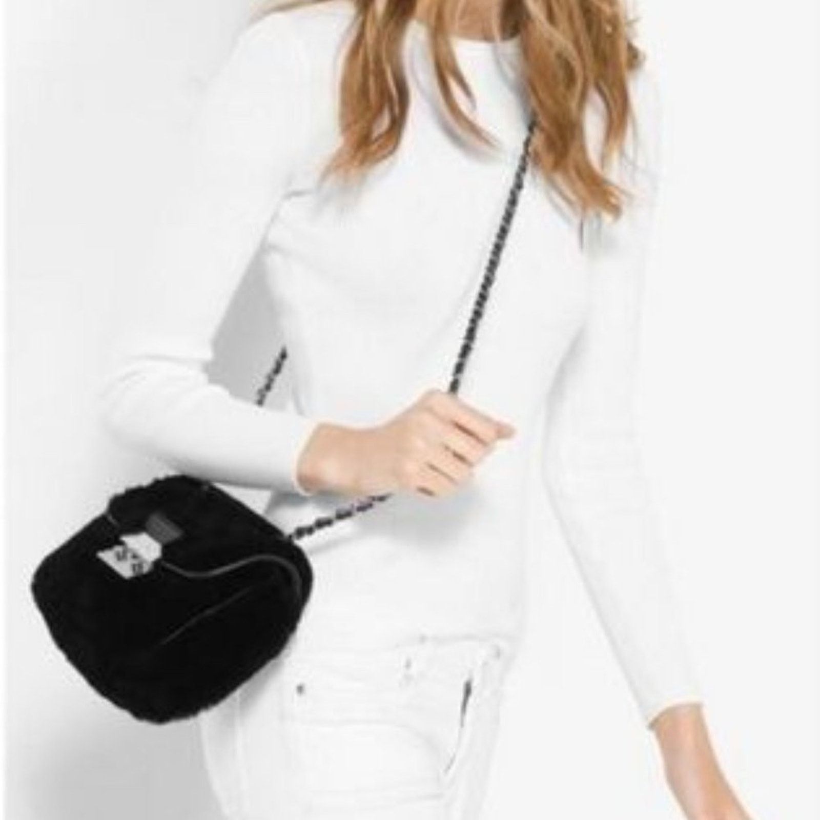 Michael Kors MICHAEL KORS Black Sloan Convertible Shearling Shoulder Bag Size ONE SIZE - 2 Thumbnail