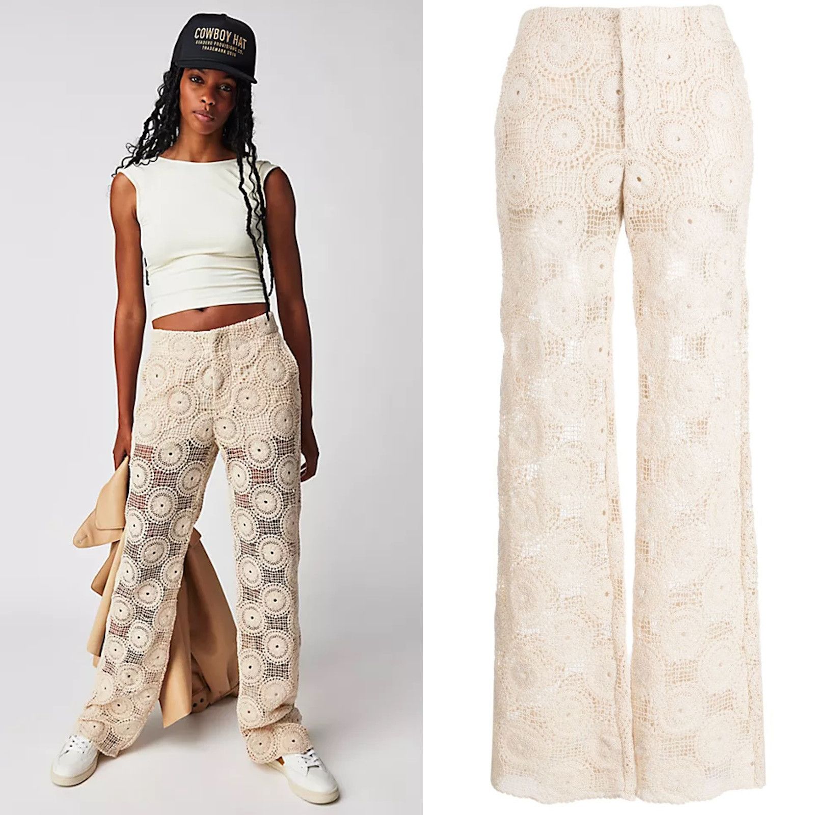 image of New Ronny Kobo Eddie Ivory Cotton Pants Size Xs in Cream, Women's
