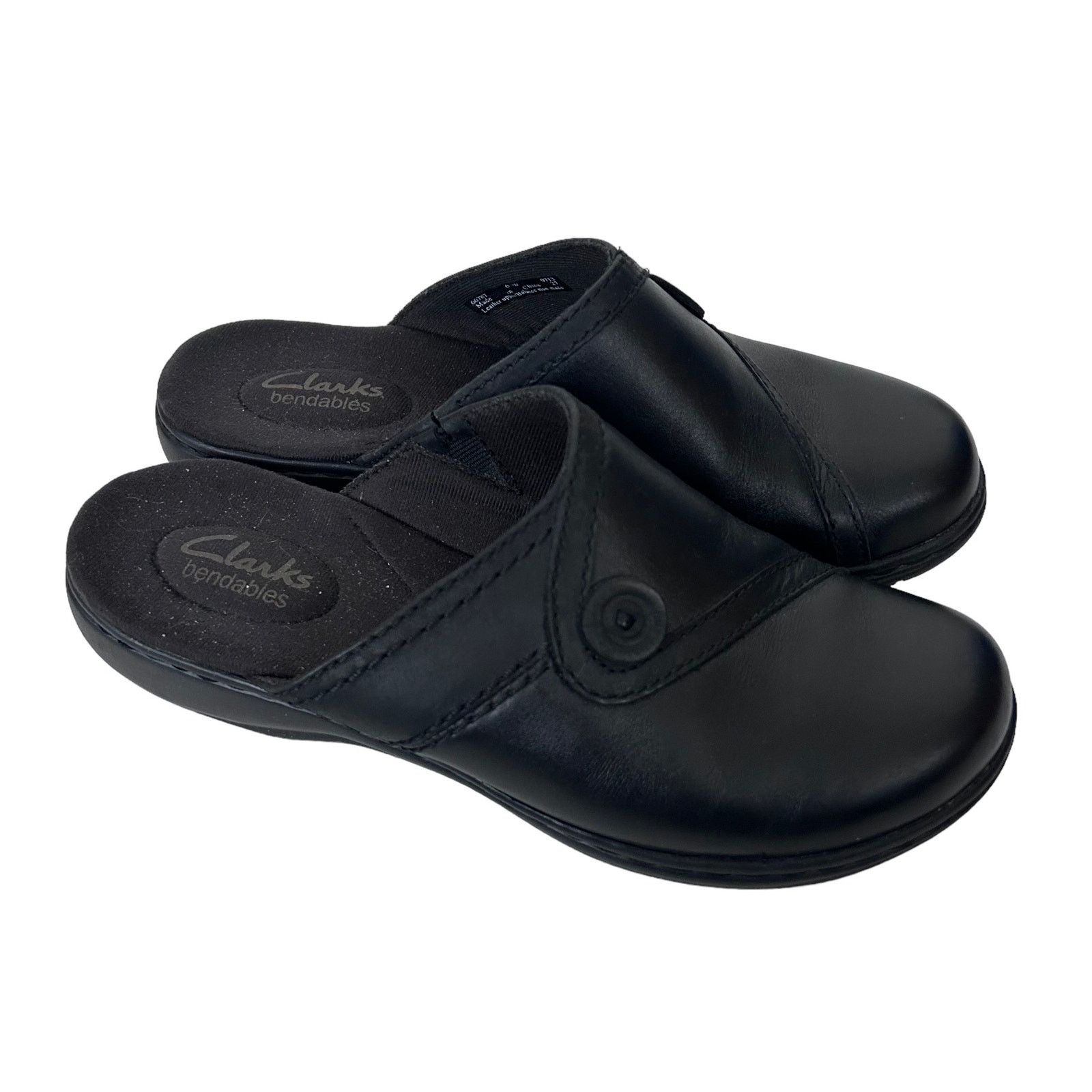 Clarks Clarks Bendables Black Leather Slip On Clogs Sz 6.5 Size US 6.5 / IT 36.5 - 7 Thumbnail