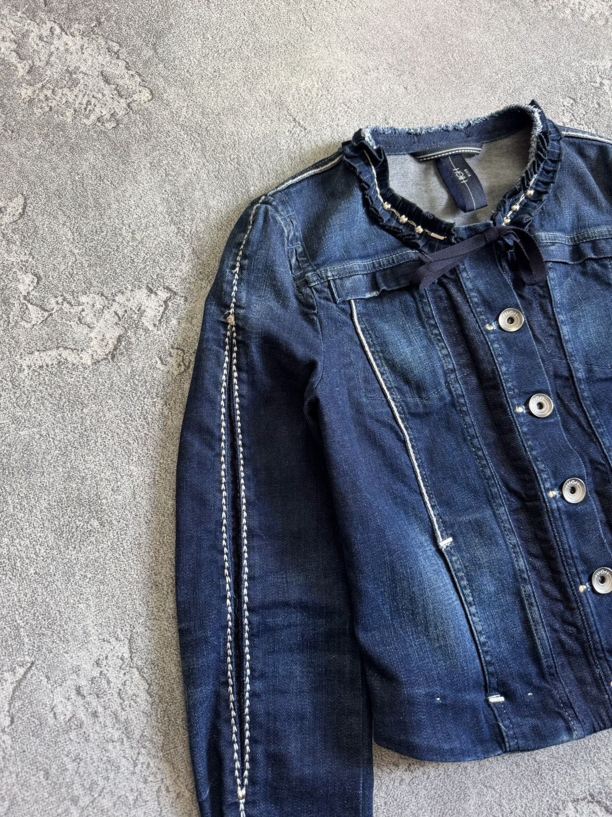 Vintage Womens HIGH Blue Use Couture Button Denim Jacket Blazer Size M / US 6-8 / IT 42-44 - 4 Thumbnail