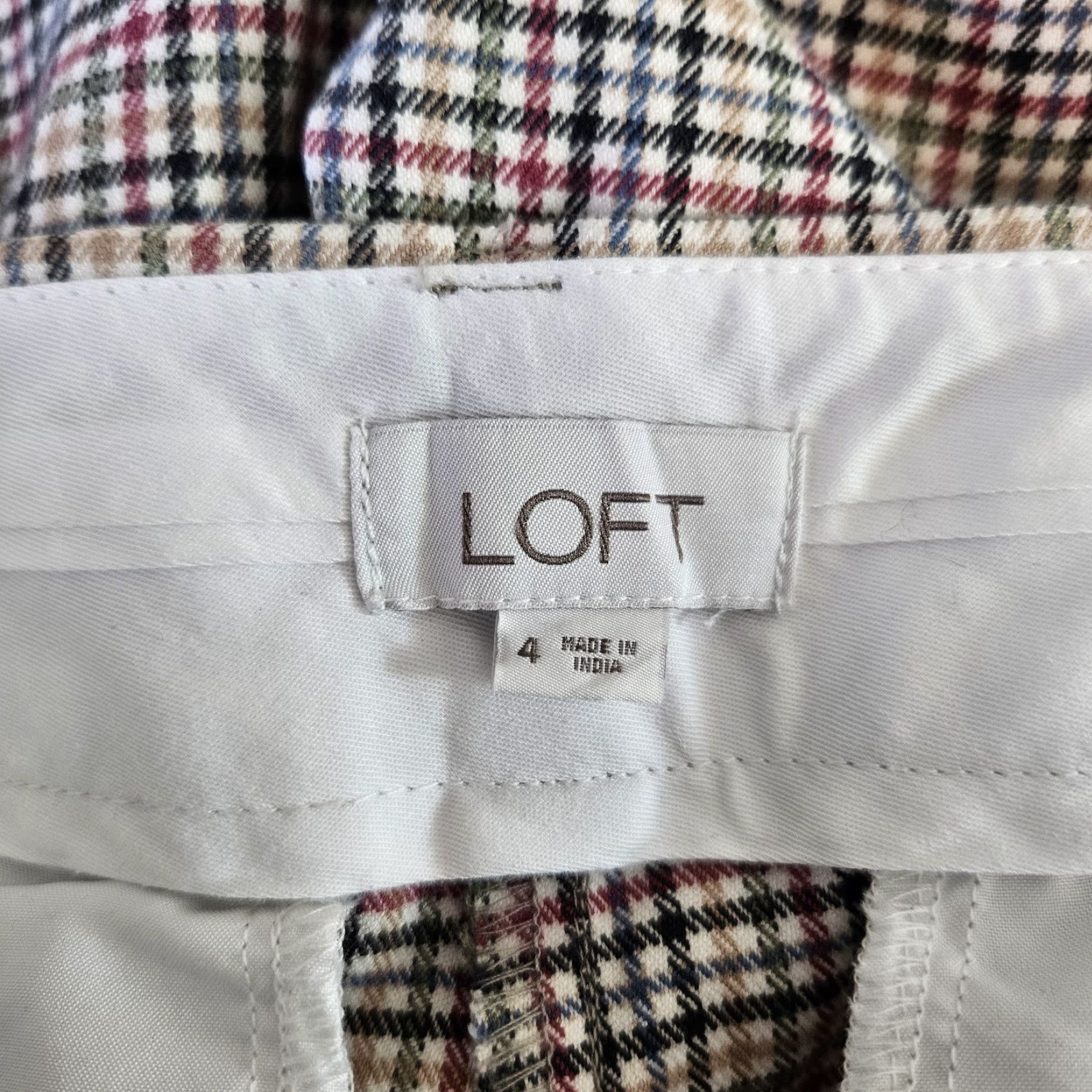 Loft LOFT Ann Taylor Womens Slim Ankle Pants Sz 4 Red Plaid Mid Rise 27.5 Inseam Size 27" / US 4 / IT 40 - 8 Thumbnail