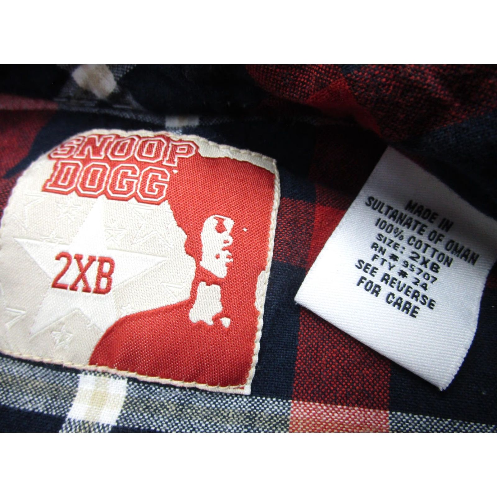 Vintage Snoop Dogg Shirt Mens 2XB Plaid Button Up Cotton Short Sleeve Embroidered SNOOP DOGG Navy Red Size US XXL / EU 58 / 5 - 6 Thumbnail
