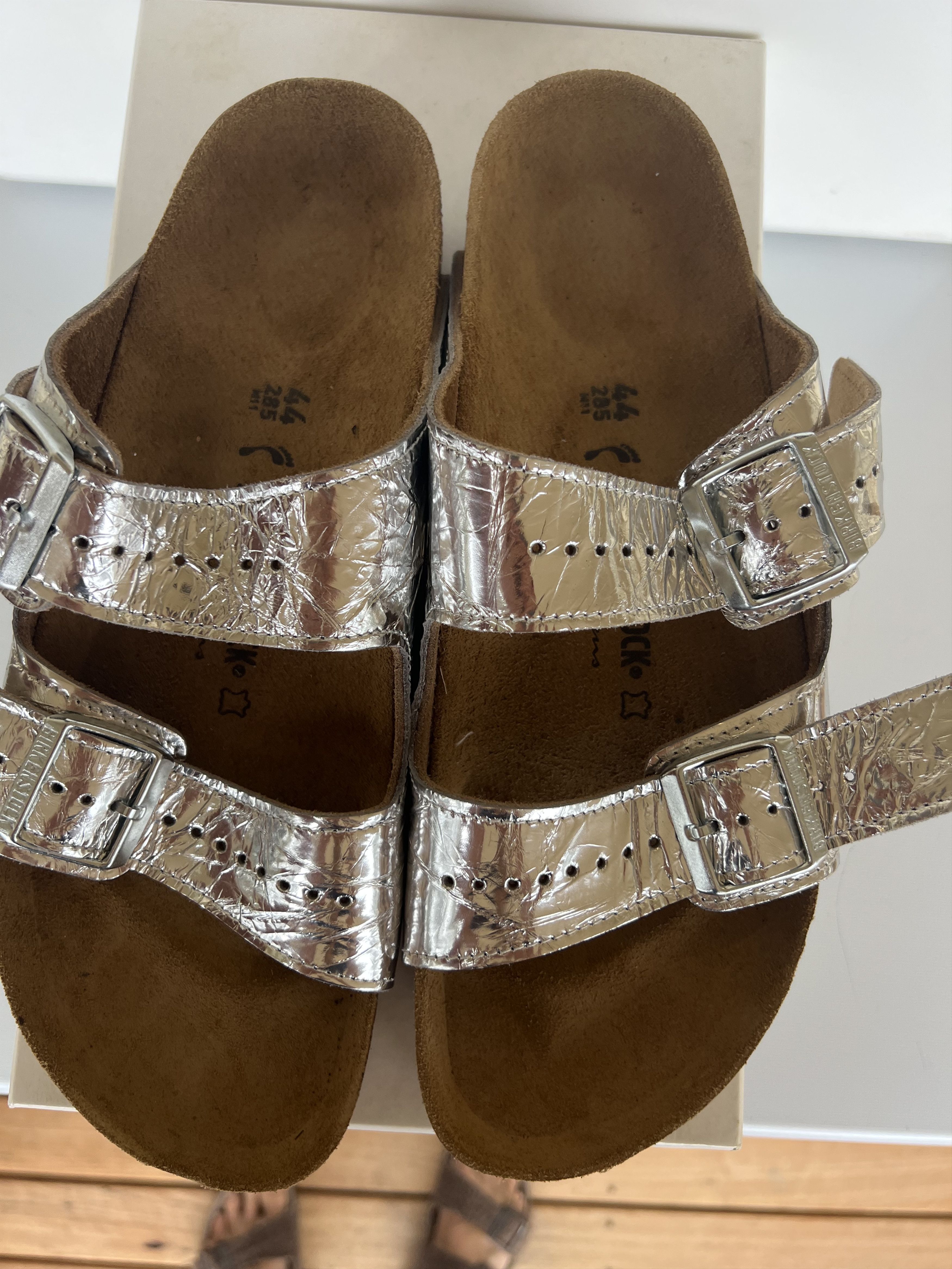 Birkenstock × Rick Owens Rick owens birkenstock silver metallic sandal Size US 11 / EU 44 - 2 Thumbnail