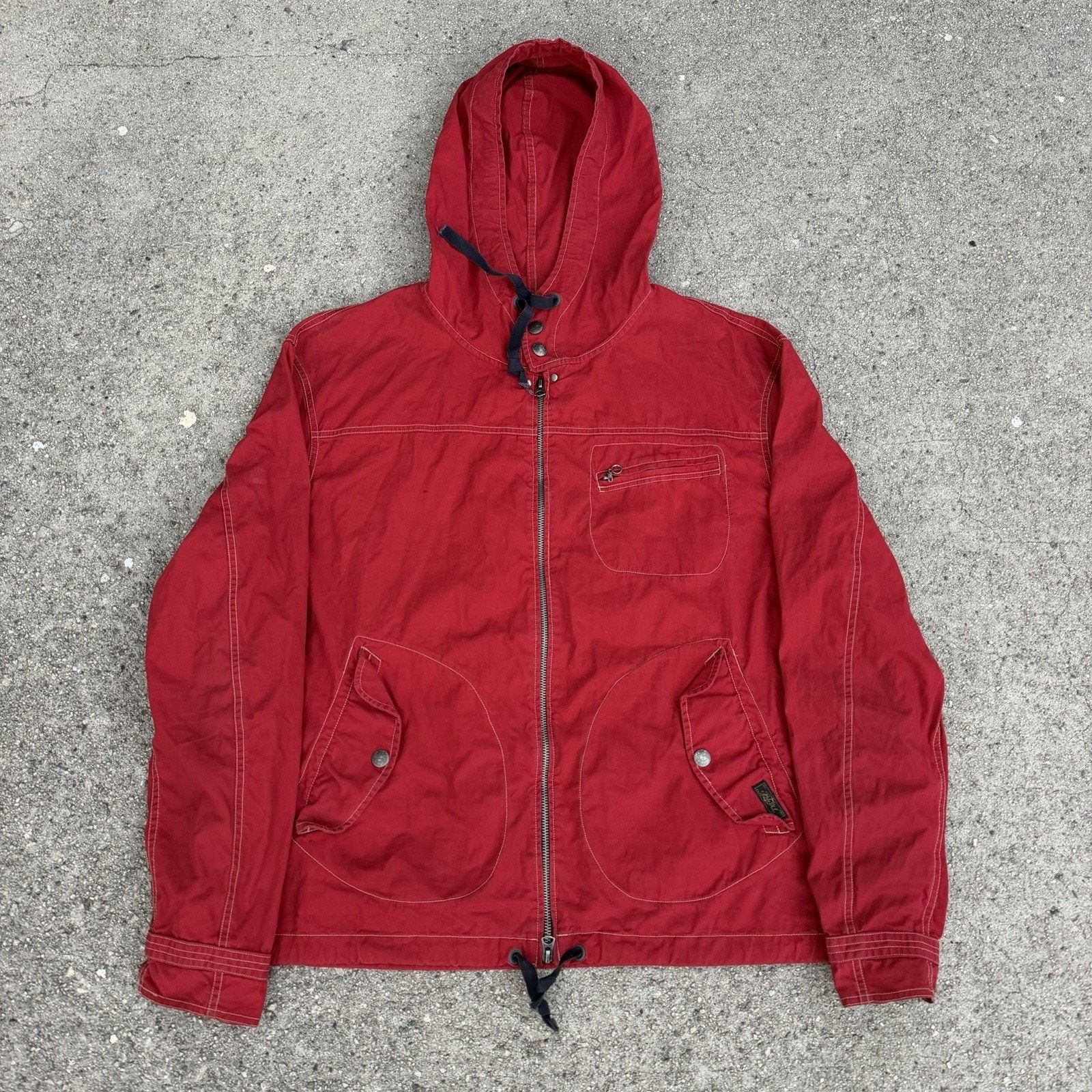 Polo Ralph Lauren × Vintage Vintage 90s Polo Ralph Lauren Red Hooded Utility Jacket XL Size US XL / EU 56 / 4 - 1 Thumbnail
