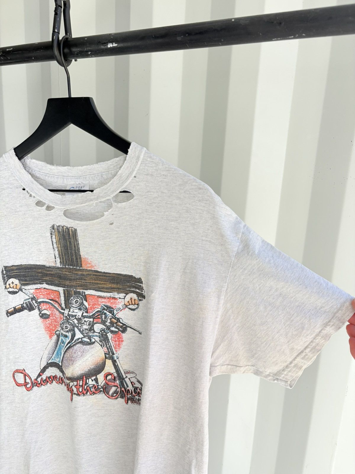 Vintage Vintage Jesus Shirt Faded Thrashed GRUNGE Biker Band Size US XL / EU 56 / 4 - 4 Thumbnail